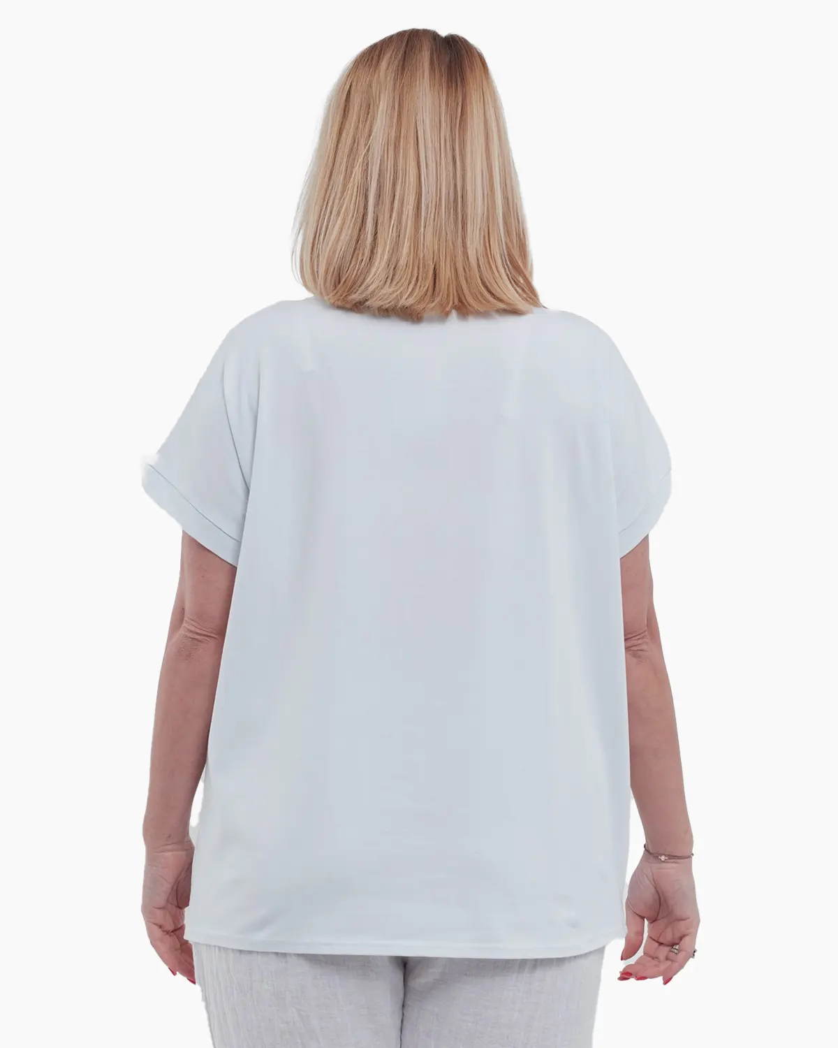 Tricou elegant de vara cu design inima aurie si umeri cazuti, din bumbac premium usor elastic, perfect pentru un look casual chic, alb [3]