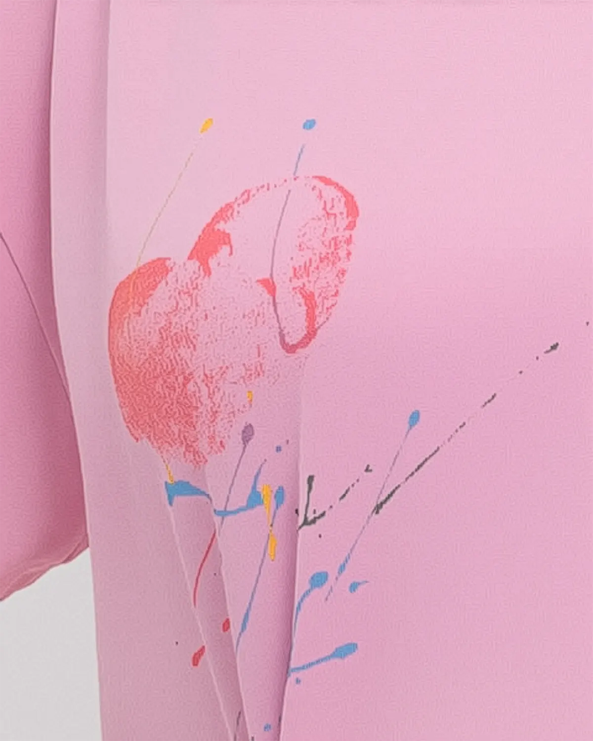 Tricou larg roz din bumbac gros cu imprimeu abstract [4]