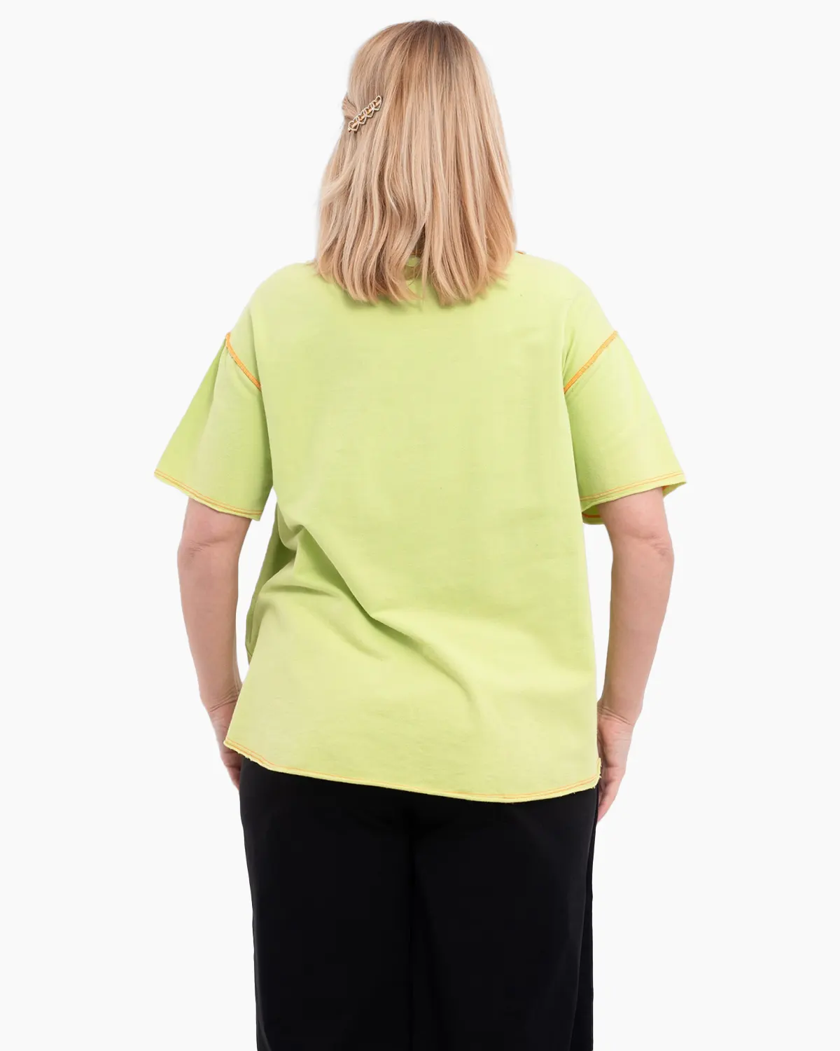 Tricou verde lime cu aplicatie florala [2]
