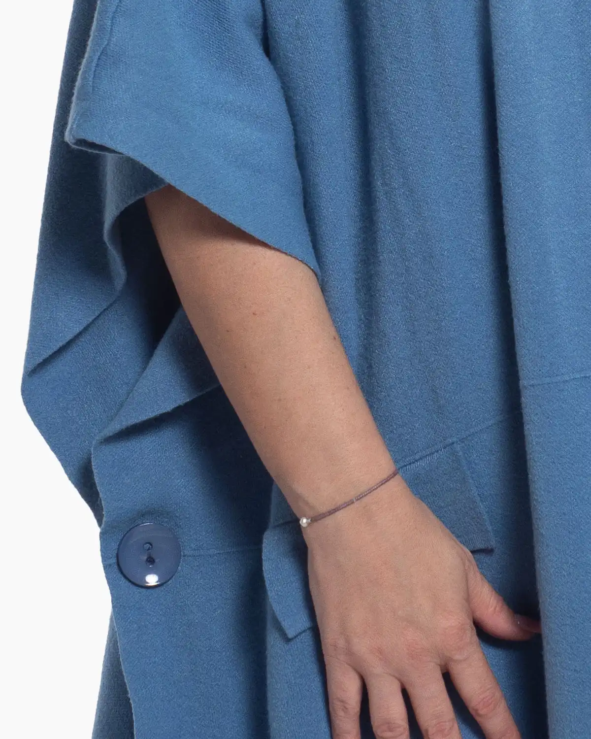 Vestă albastră lungă, casual, cu mâneci kimono și design fluid [4]
