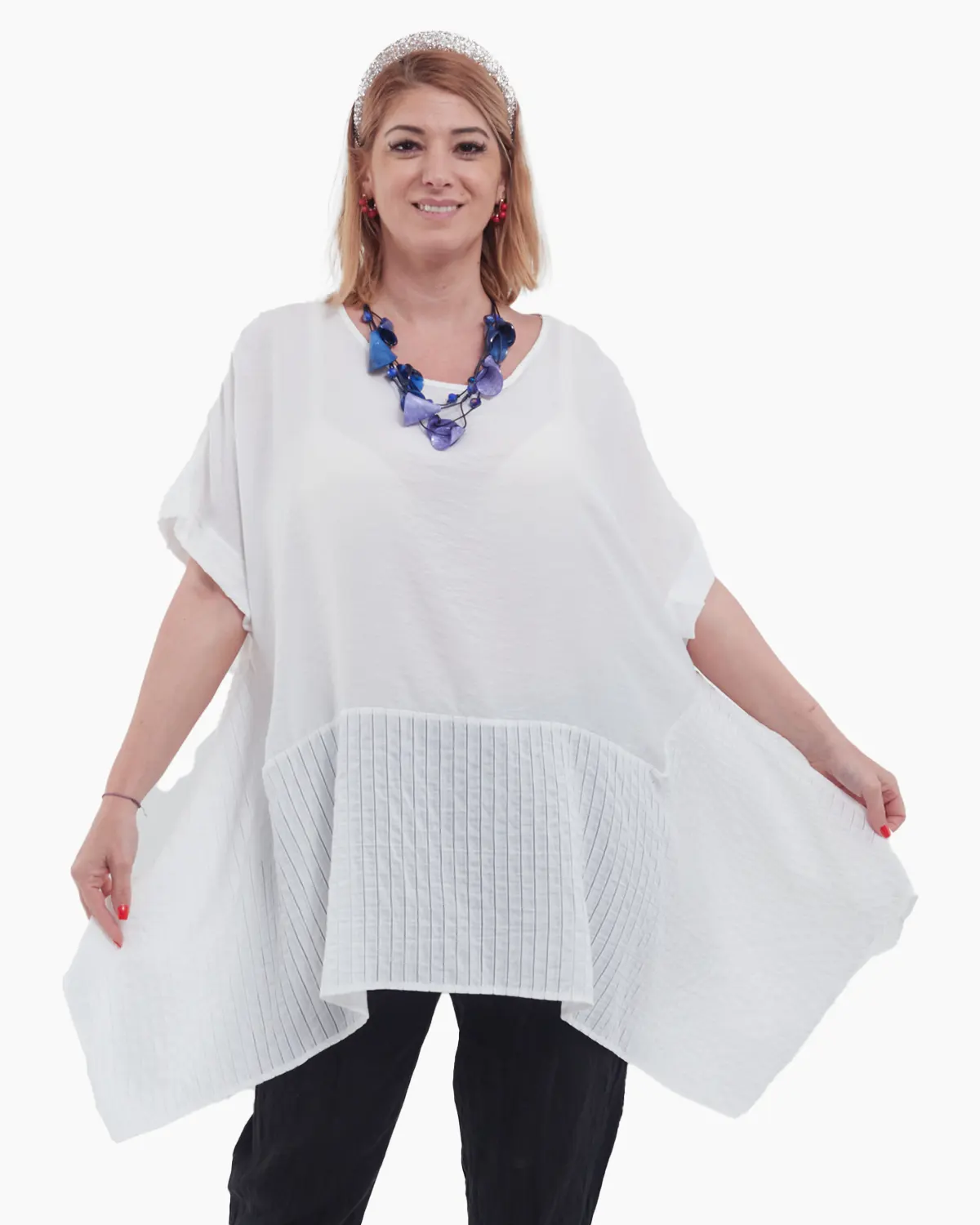 Bluze din Vâscoză - Bluză albă damă , lejeră și elegantă – mărime universală