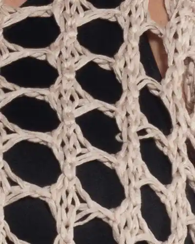 Bluză bej în stil boho cu mâneci batwing și umeri căzuți [2]