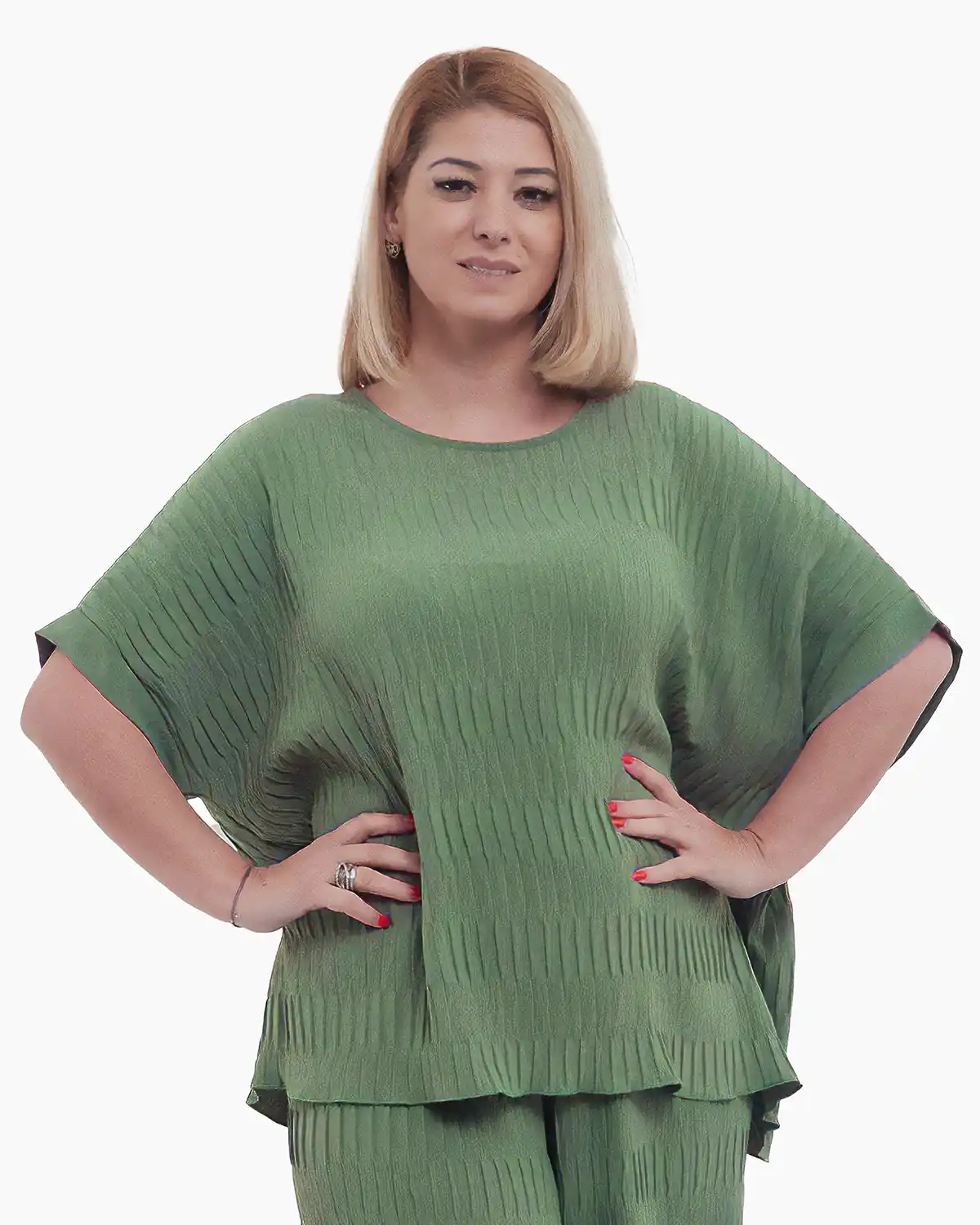 Produse noi - Bluza casual eleganta cu umeri cazuti, croiala lejera, vernil