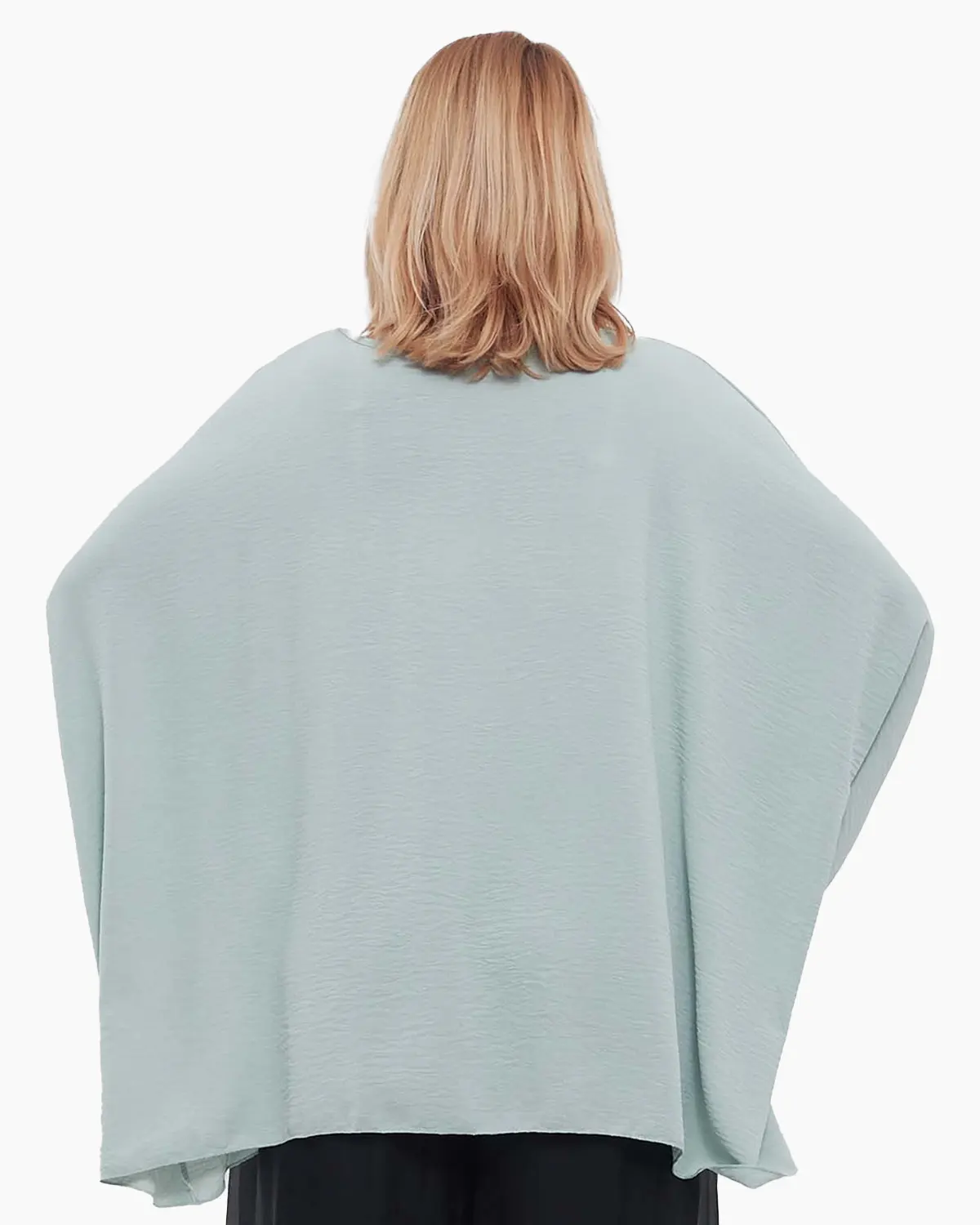 Bluză casual bleu din vâscoză plus-size cu colier inclus [1]