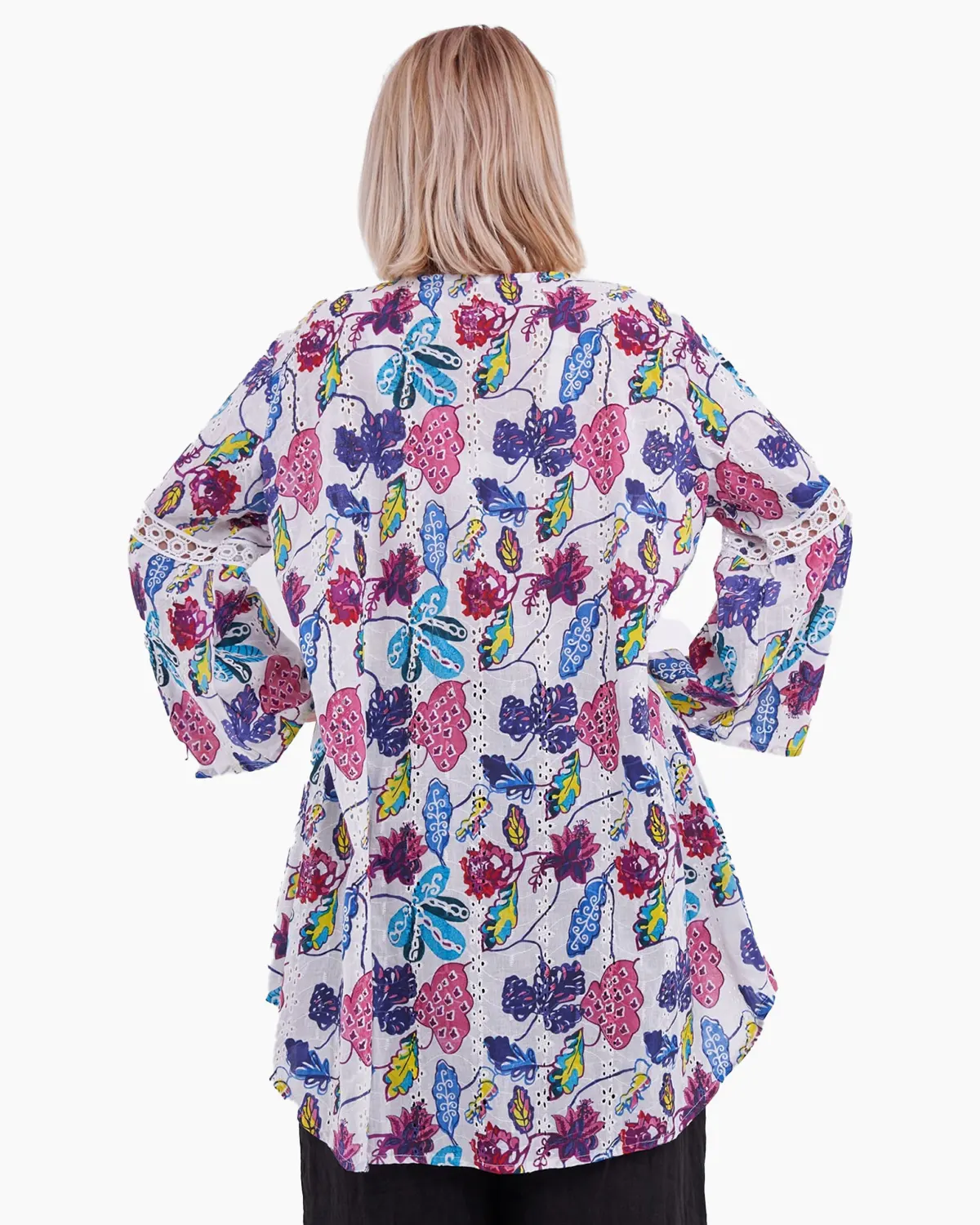 Bluza din bumbac cu dantela si imprimeu violet [1]