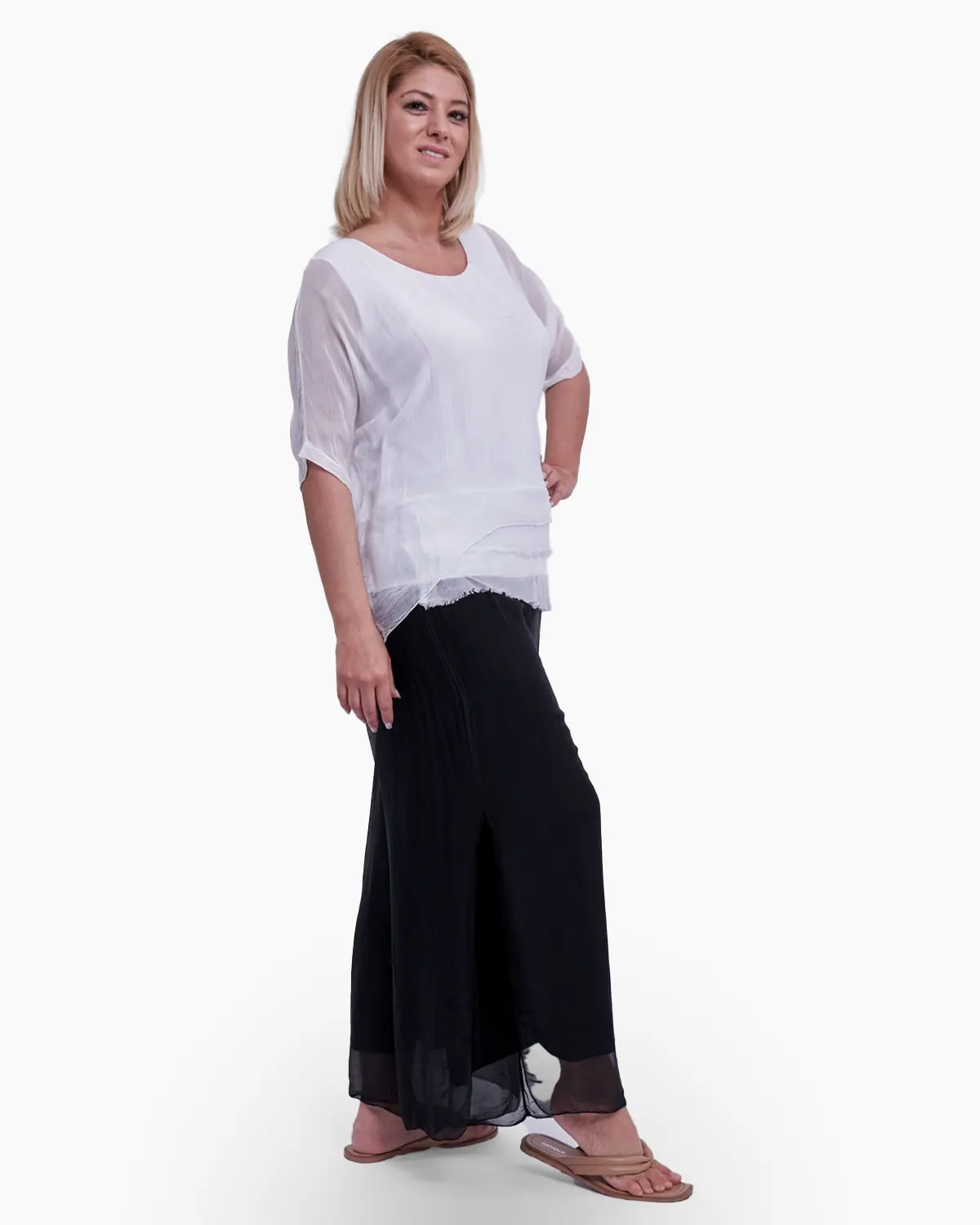 Bluza din matase cu franjuri discreti, roz pal [1]