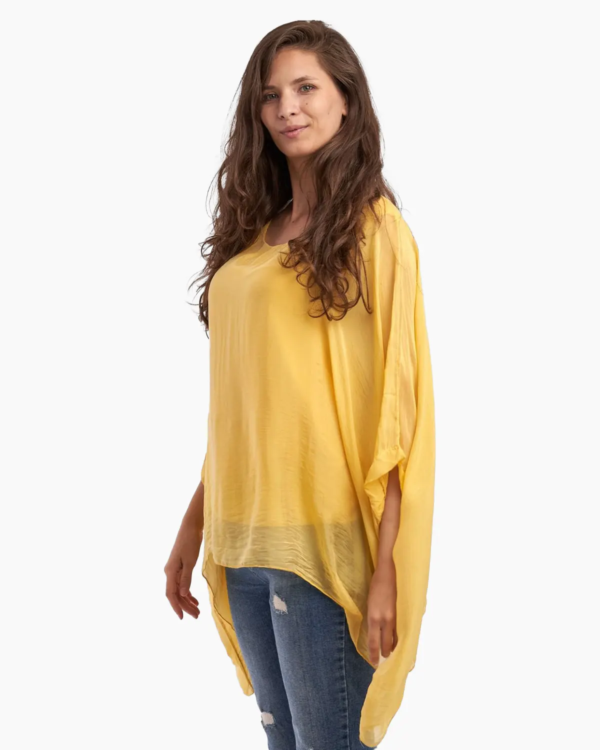 Bluza din matase naturala in colturi, galbena [1]