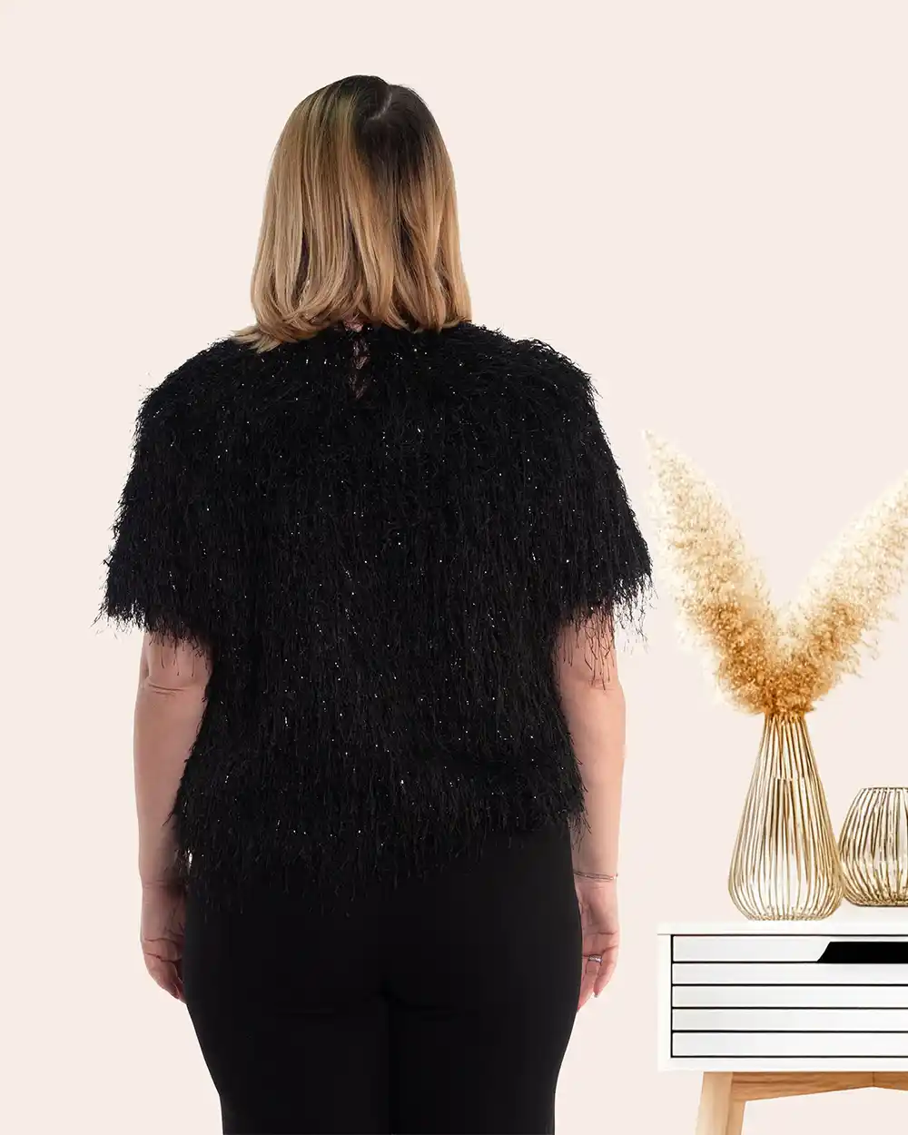 Bluză elegantă neagră de ocazie cu accente argintii strălucitoare [1]