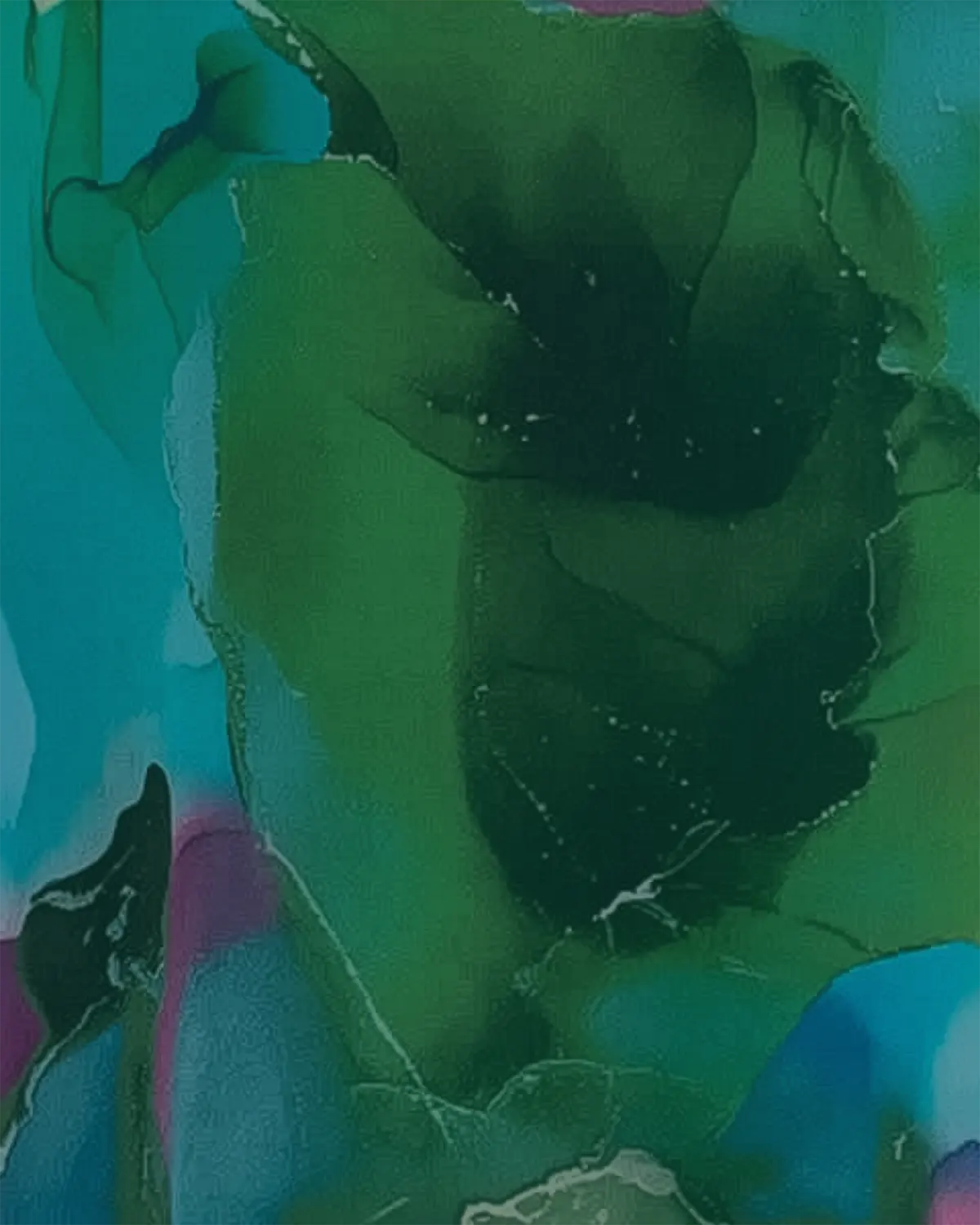 Bluza fluida cu matase, verde si mov [1]