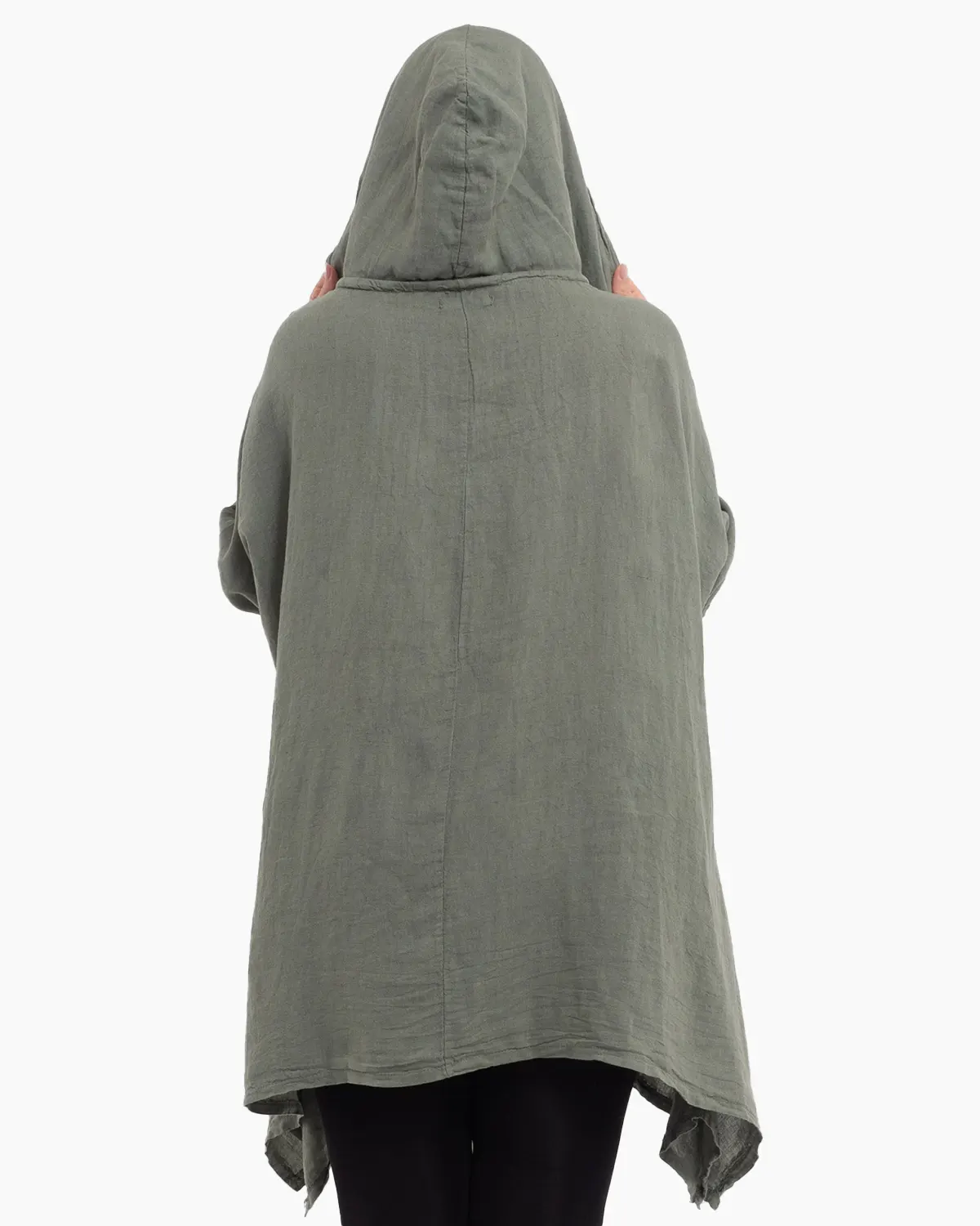 Bluza kaki din in cu gluga si croi lejer pentru eleganta casual [1]