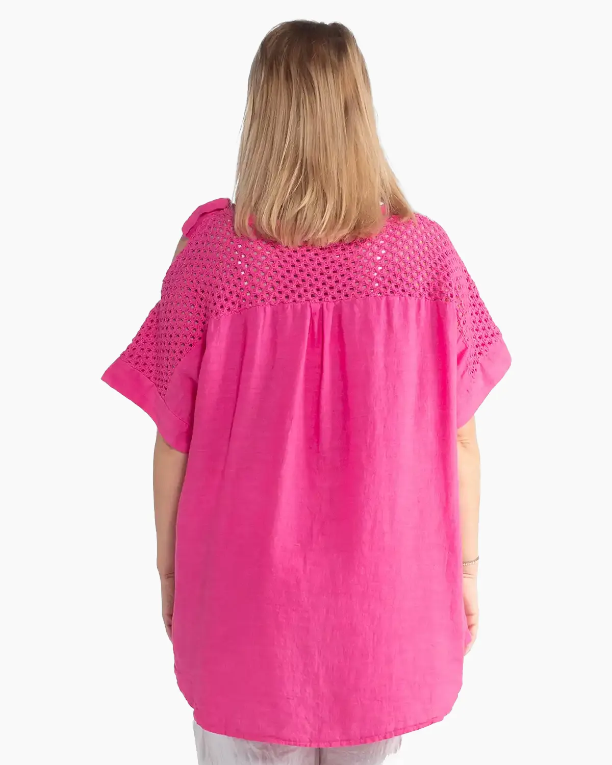 Bluză lejeră fucsia din in cu mâneci kimono [1]