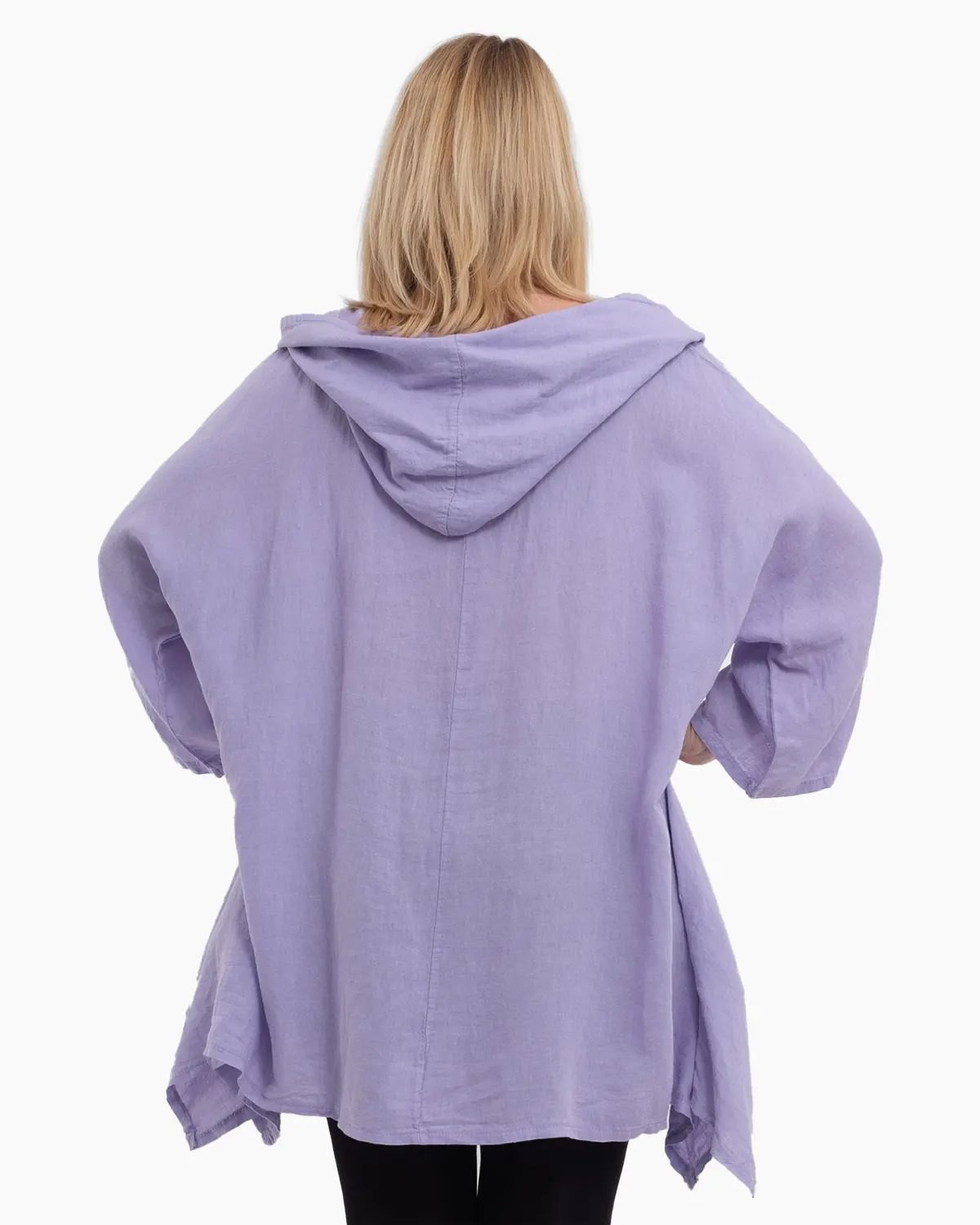 Bluza lila din in cu gluga si croi lejer pentru eleganta casual [1]