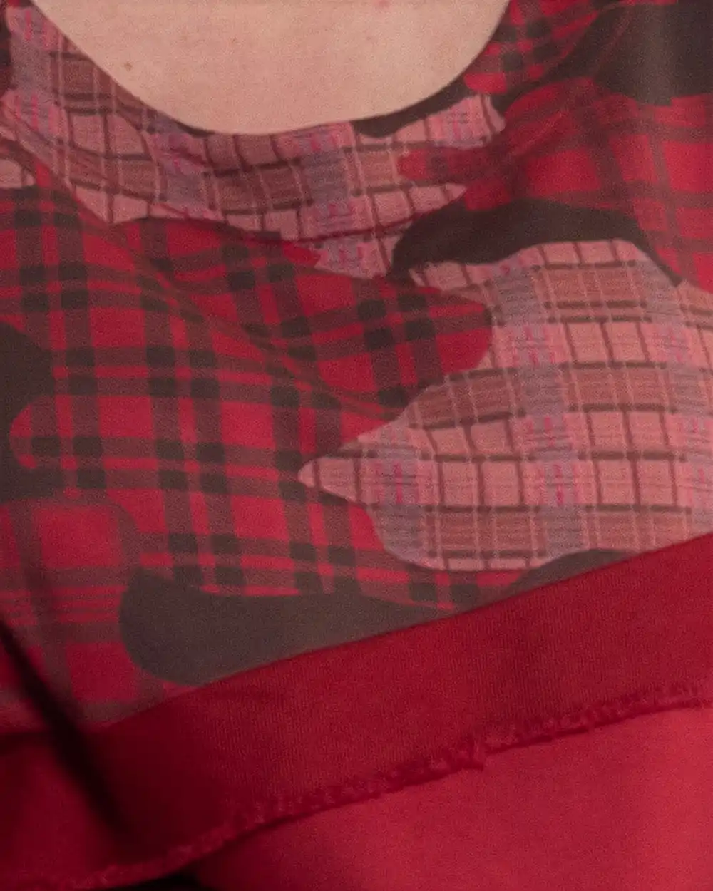 Bluză lungă urban-retro roșie oversize bumbac cu imprimeu și aplicație cu franjuri [3]