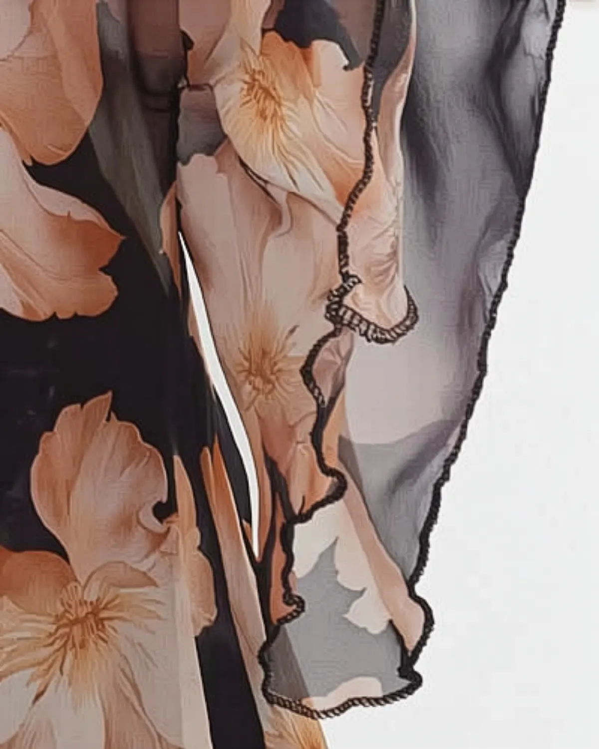 Bluză maro vaporoasă stil kimono cu imprimeu floral [4]