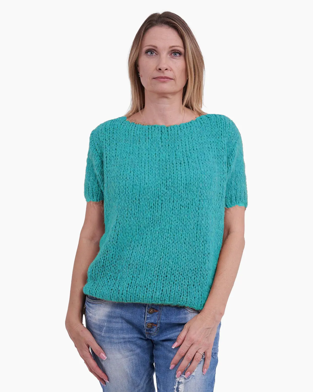 Haine damă - Bluza  mohair turcoaz