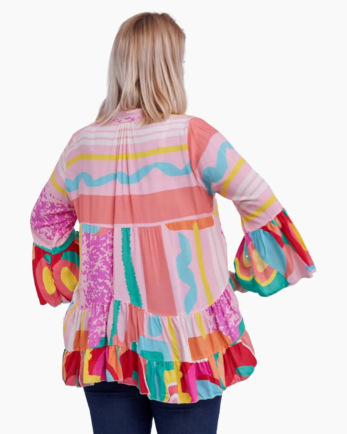 Bluza multicolora pe fond roz [1]