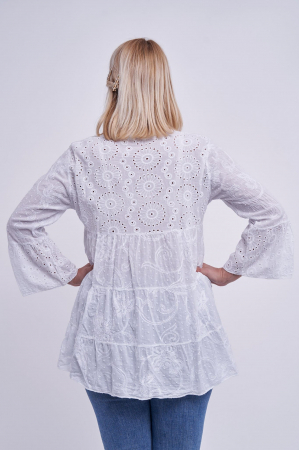 Bluza oversized brodata din bumbac, alba [1]