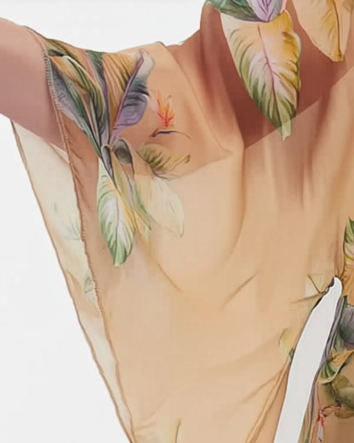 Bluză romantică maro din vâscoză cu imprimeu floral și mâneci kimono [4]