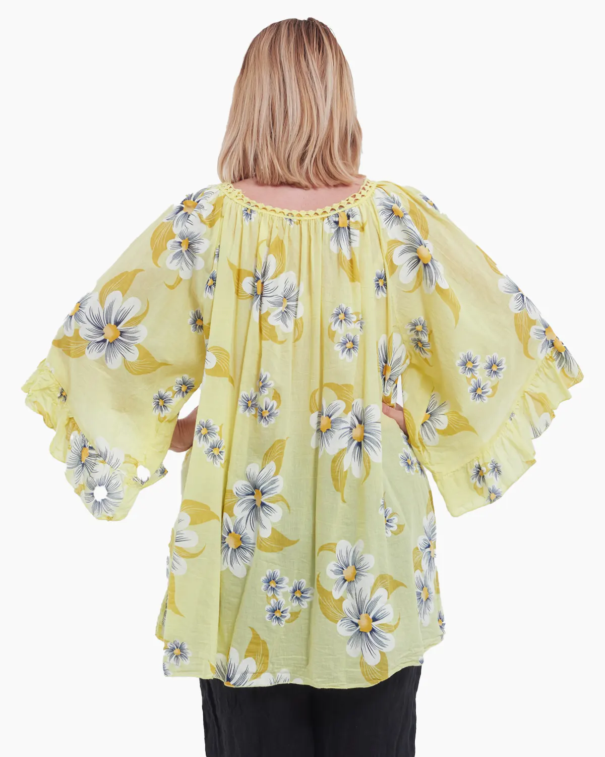 Bluză Tip Ie cu Imprimeu Floral –Galben [2]