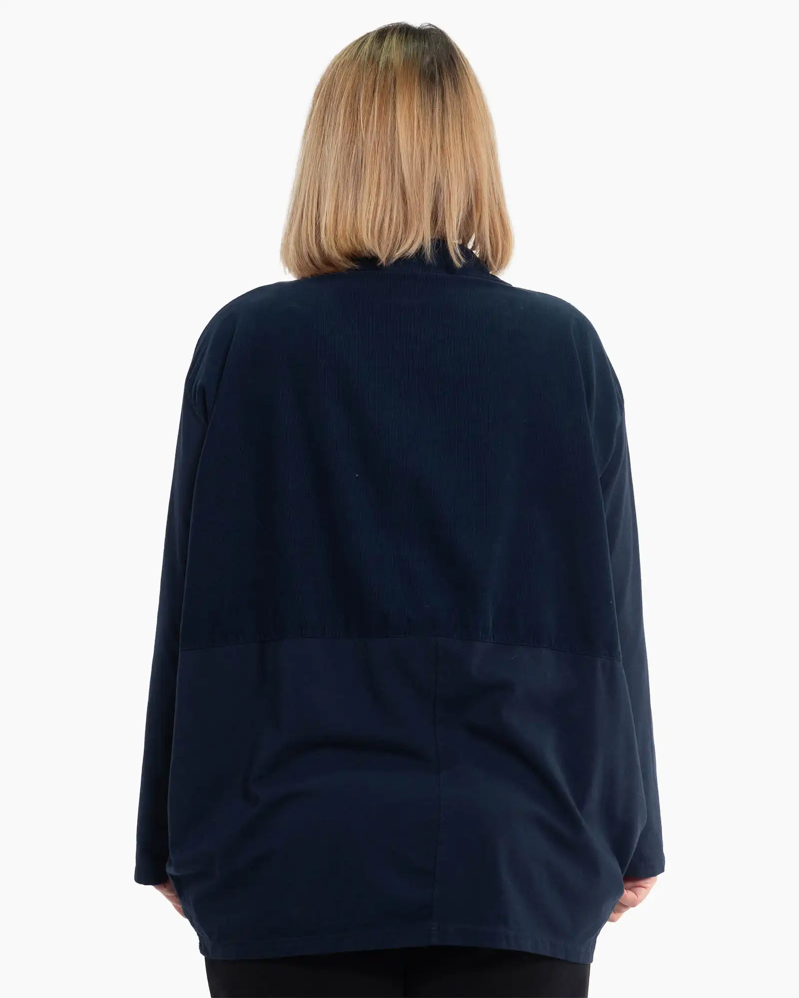 Bluză tunică bleumarin fluidă cu inserții delicate de velur [1]