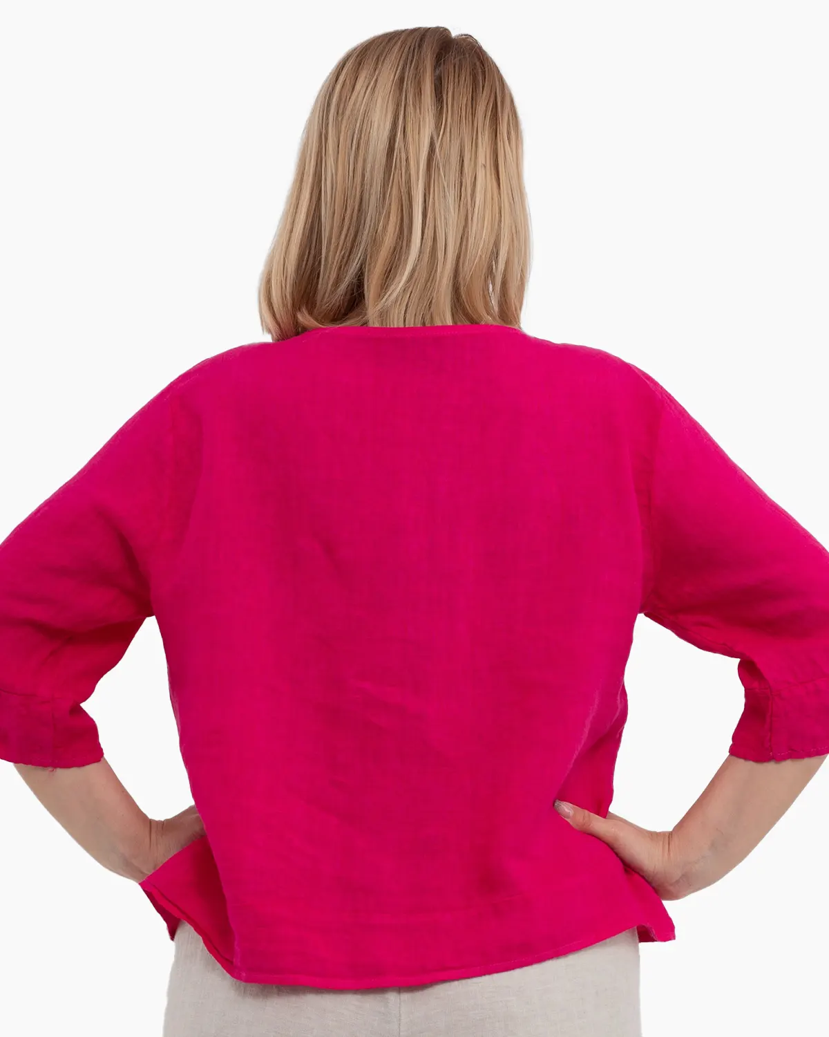 Bluza versatila ciclam din in cu croi drept [1]