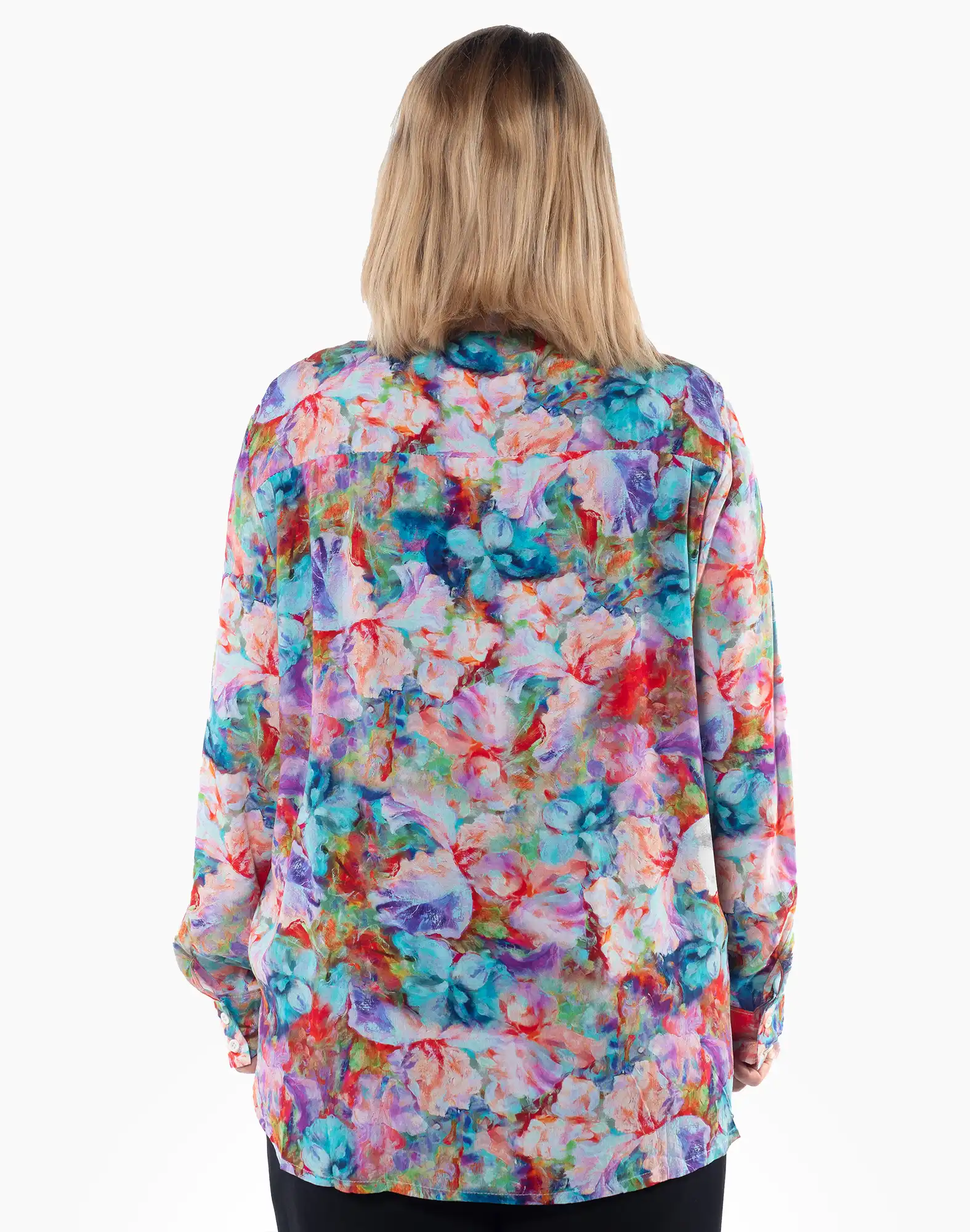 Cămașă lejeră multicoloră cu imprimeu floral și mâneci lungi [1]
