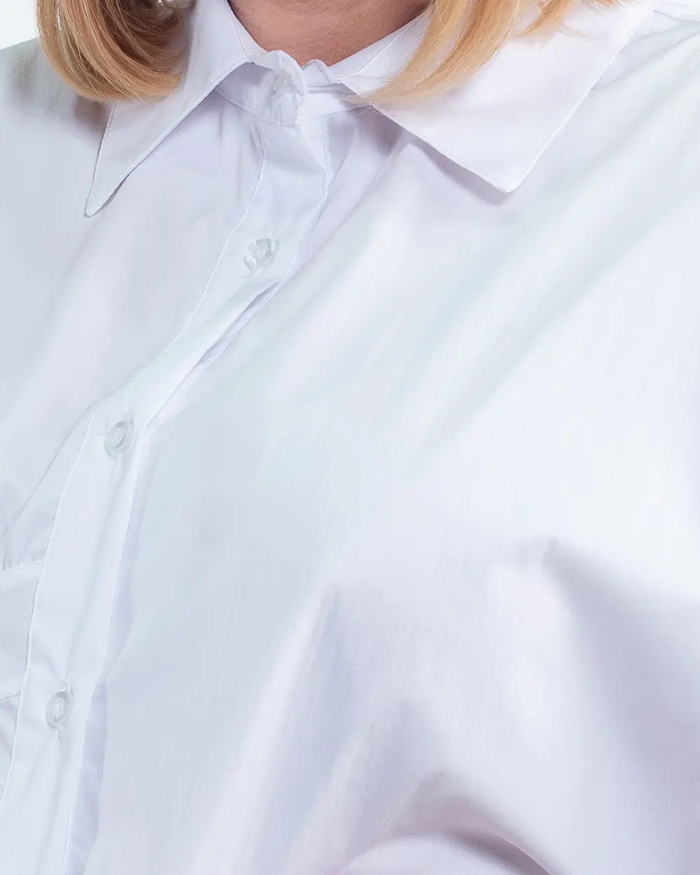Cămașă lungă albă din bumbac tip tunică cu pliuri decorative [3]