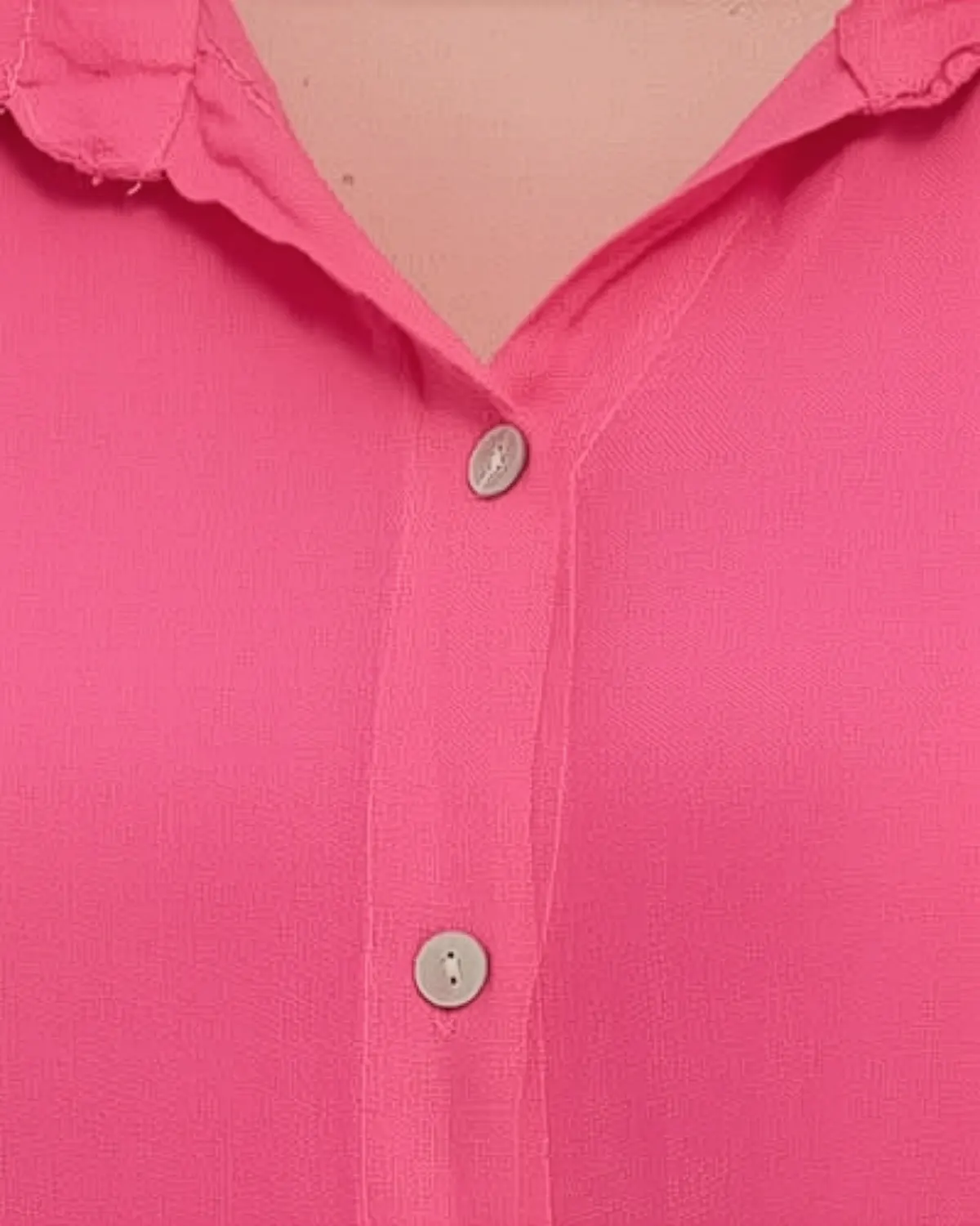 Cămașă roz din in smart casual, croială lejeră și mâneci batwing [4]