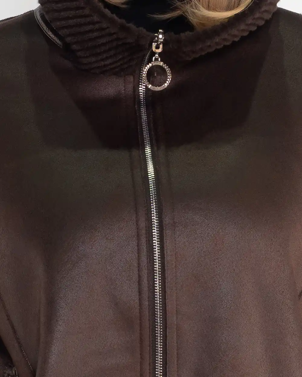 Cojoc damă maro chic cu două fețe și glugă [4]