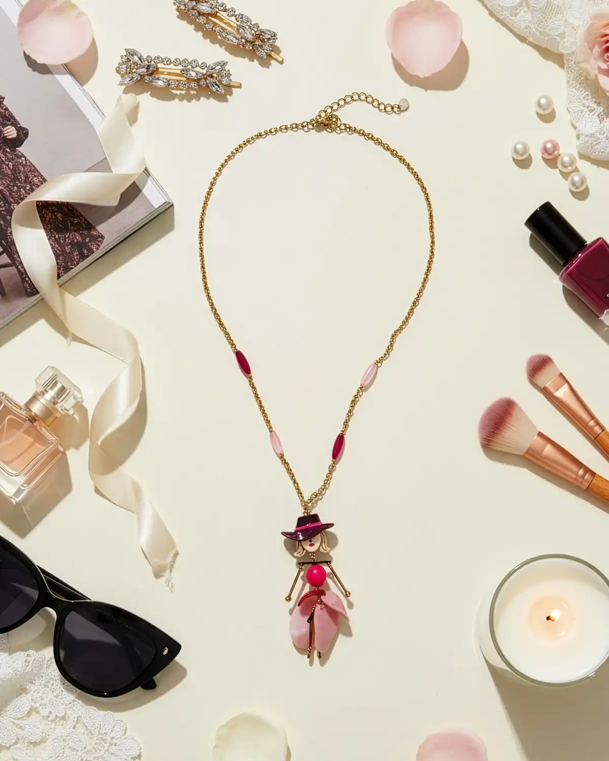 Accesorii fashion pentru femei - Colier Magdy Amadea roz