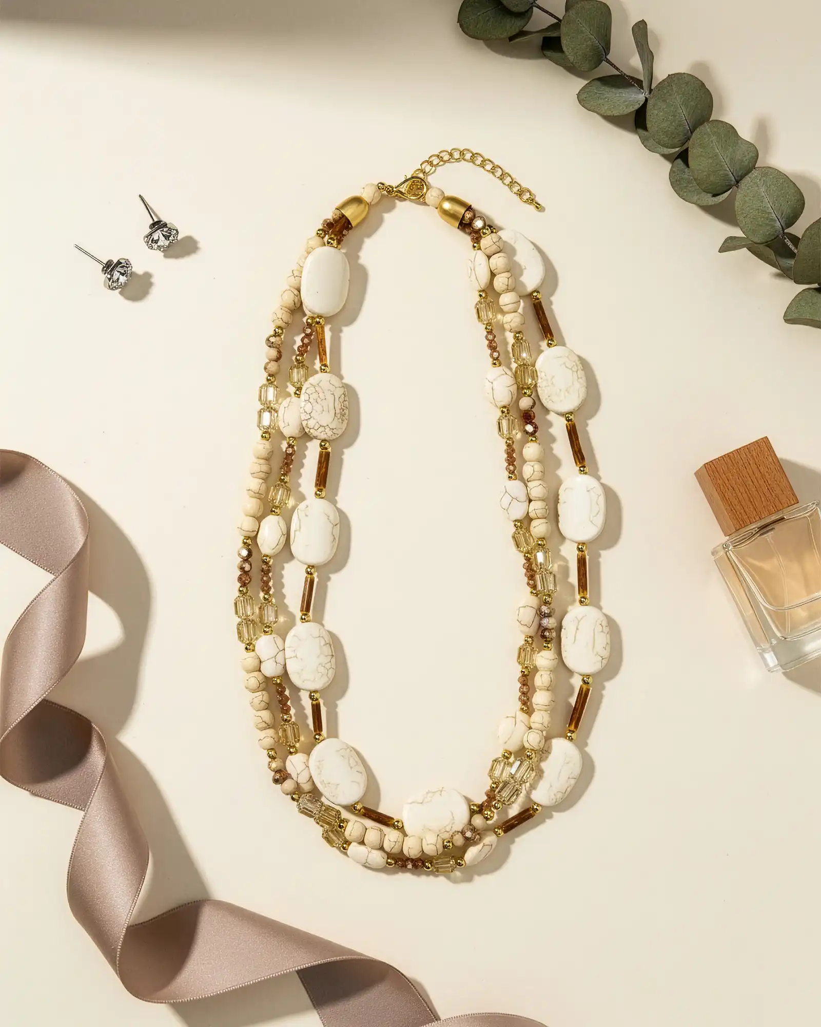 Accesorii fashion pentru femei - Colier Magdy Beija-Flor alb