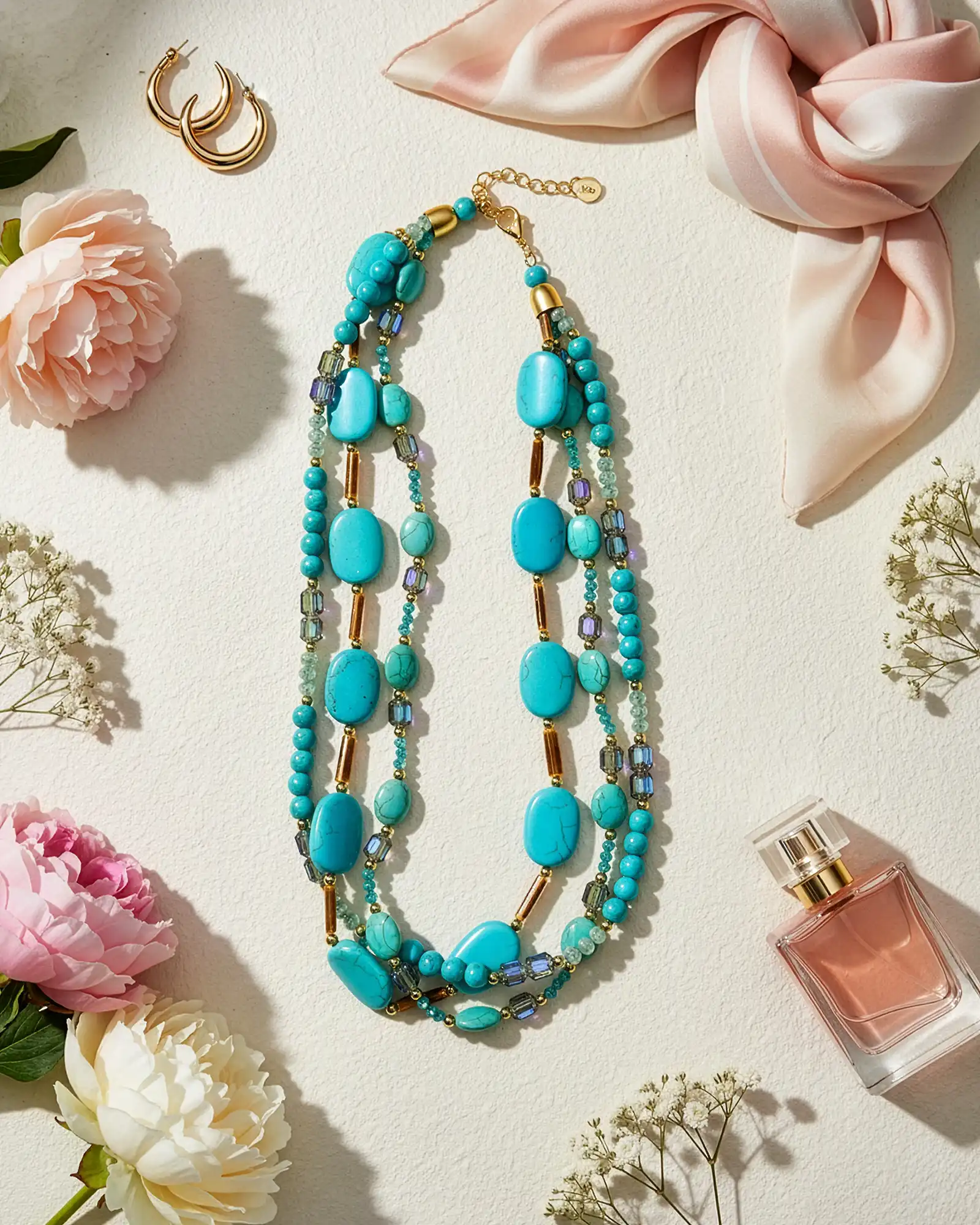 Accesorii fashion pentru femei - Colier Magdy Beija-Flor turcoaz