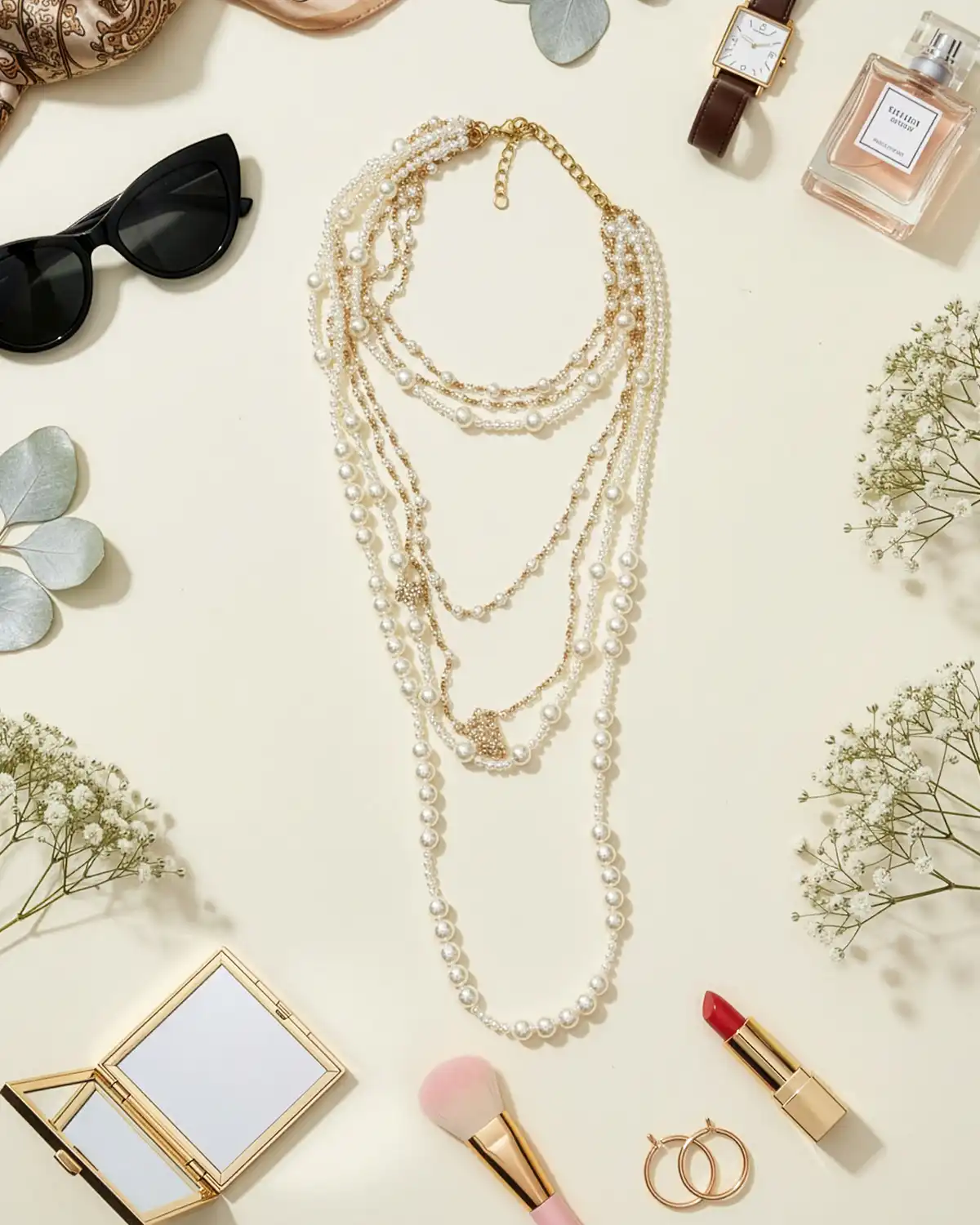 Accesorii fashion pentru femei - Colier Magdy Bellagio Serbelloni crem