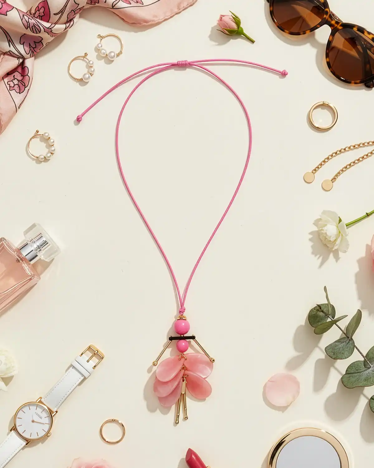 Accesorii fashion pentru femei - Colier Magdy Courchevel roz