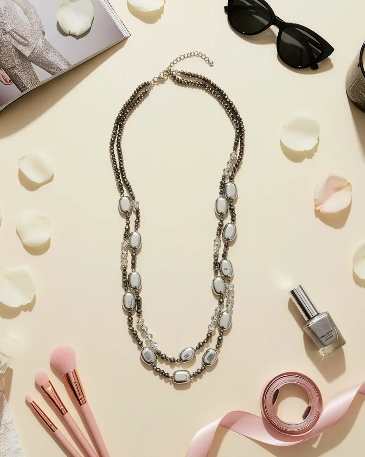 Accesorii fashion pentru femei - Colier Magdy Jaipur gri