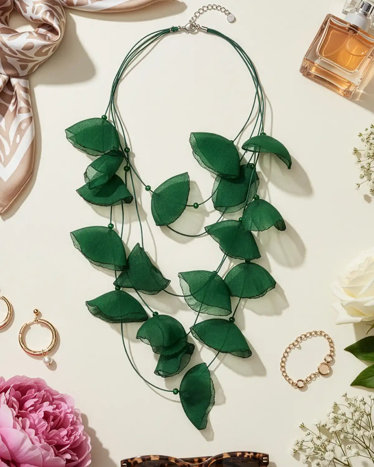 Accesorii fashion pentru femei - Colier Magdy Jardins d'Éze verde