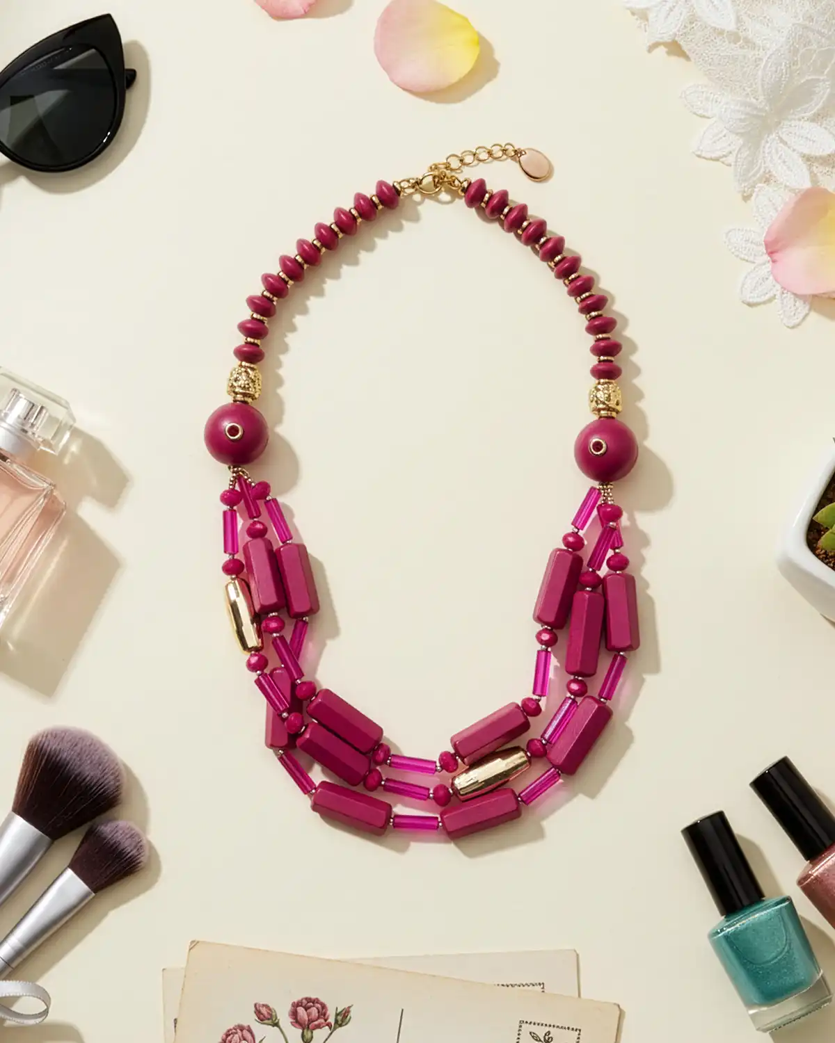 Produse noi - Colier Magdy Kalliope fucsia