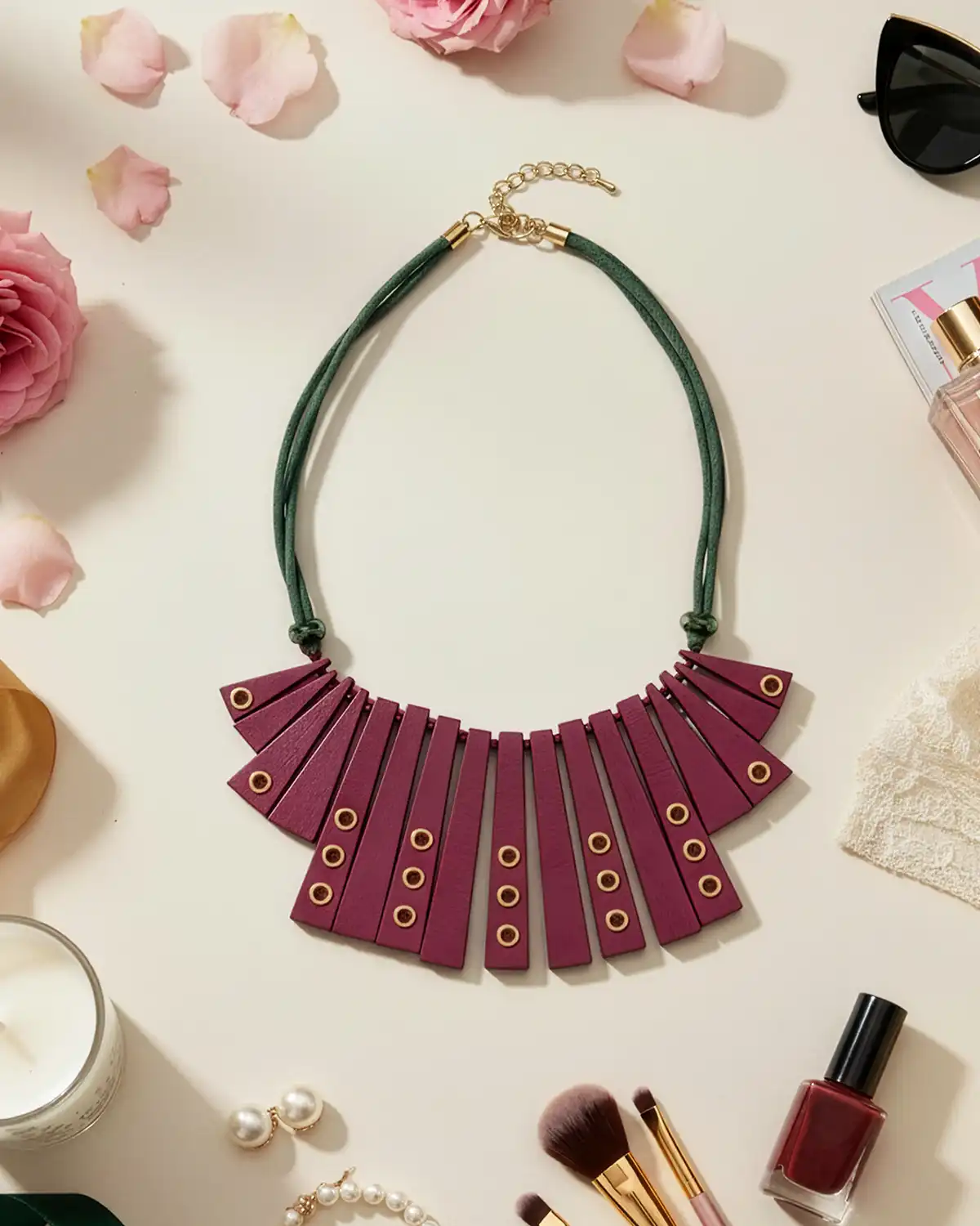 Accesorii fashion pentru femei - Colier Magdy Nebbia Veneziana vișiniu