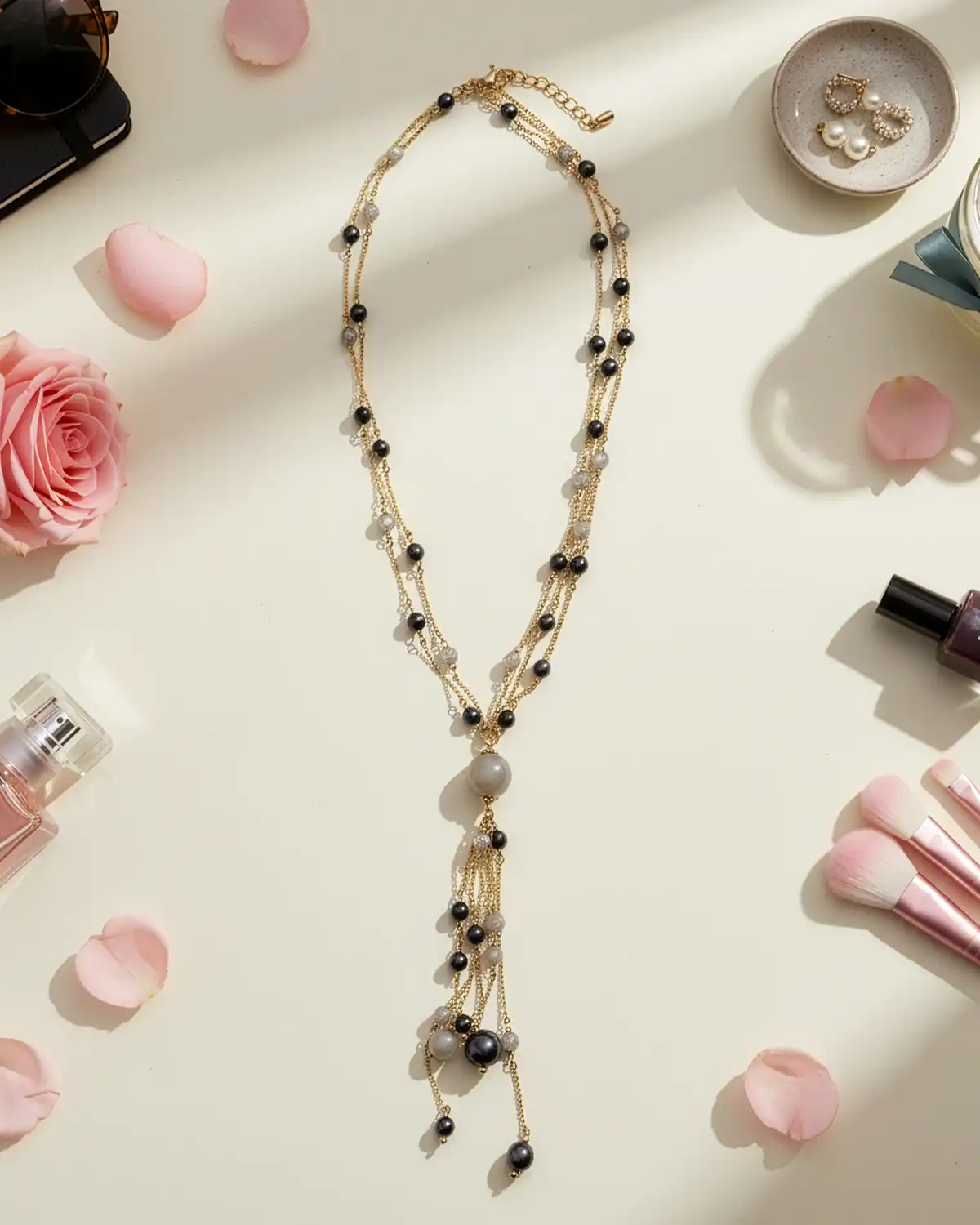 Accesorii fashion pentru femei - Colier Magdy Oriana auriu cu negru