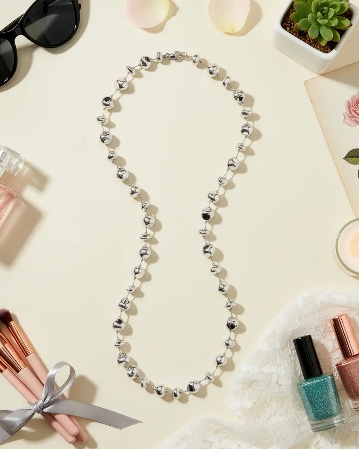 Accesorii fashion pentru femei - Colier Magdy Rubí argintiu