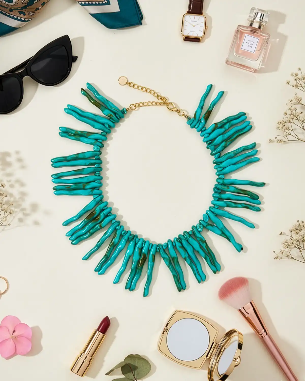 Accesorii fashion pentru femei - Colier Magdy Scheherazade turcoaz