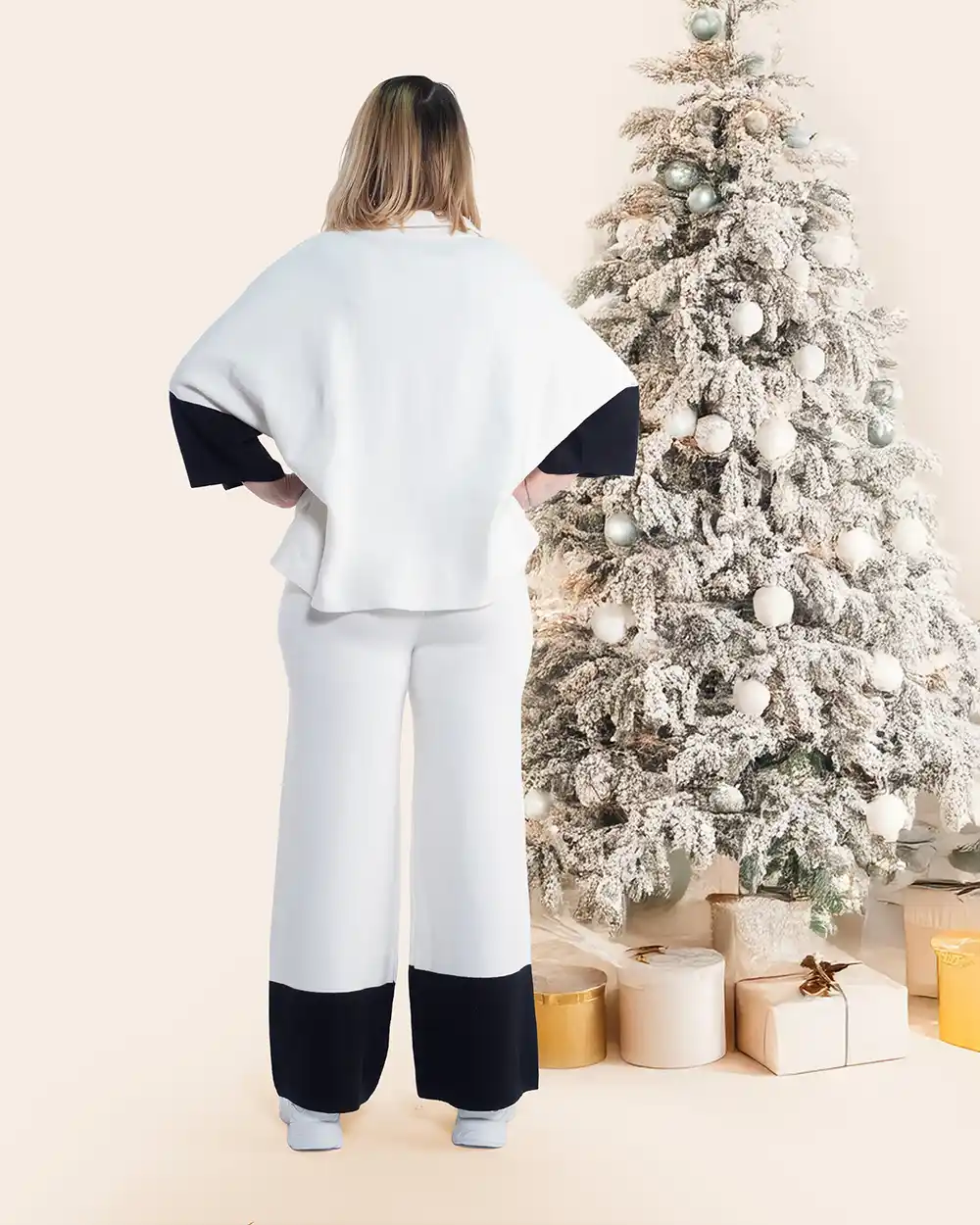 Compleu casual sport vâscoză moale alb cu bluză și pantaloni [1]