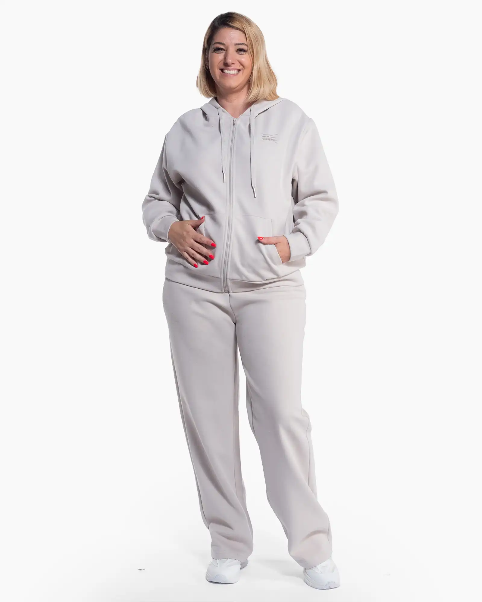 Compleuri - Compleu sport hanorac și pantalon casual alb din bumbac moale