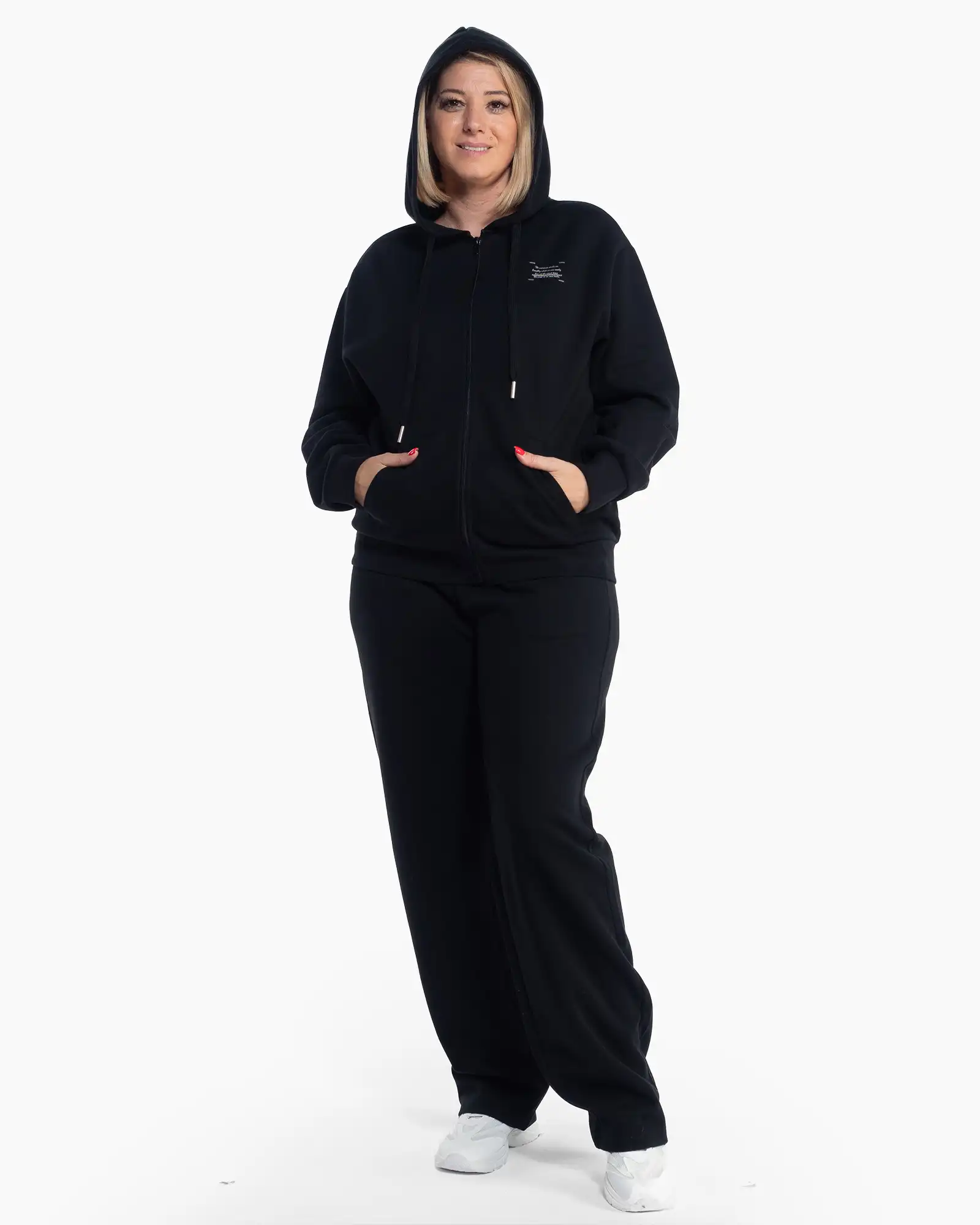 Compleu sport hanorac și pantalon negru cu croială lejeră din bumbac [2]