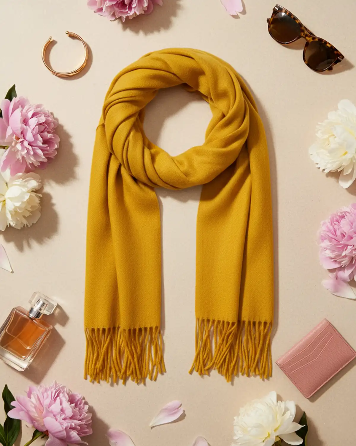 Accesorii fashion pentru femei - Eșarfă cașmir Magdy Siena muștar