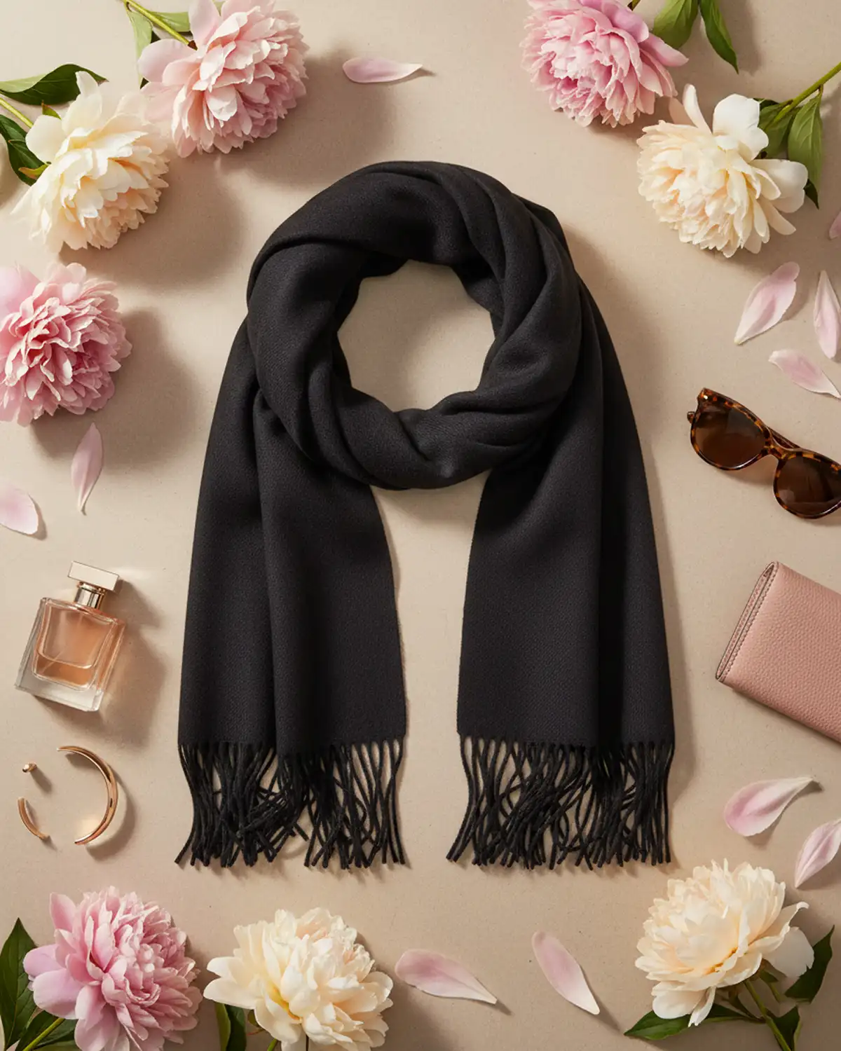 Accesorii fashion pentru femei - Eșarfă Cașmir Magdy Siena neagră