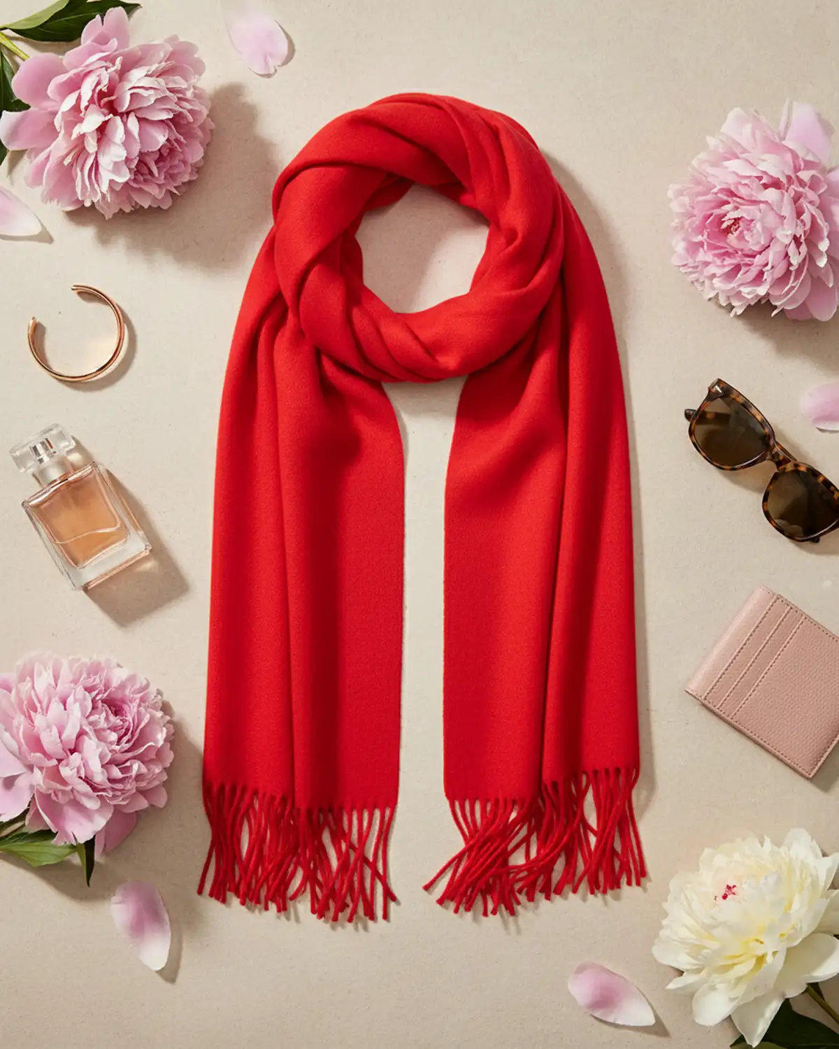 Accesorii fashion pentru femei - Eșarfă cașmir Magdy Siena roșie