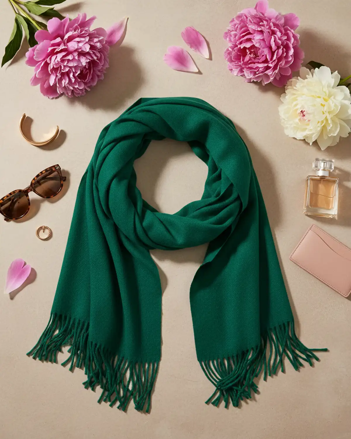 Accesorii fashion pentru femei - Eșarfă cașmir Magdy Siena verde