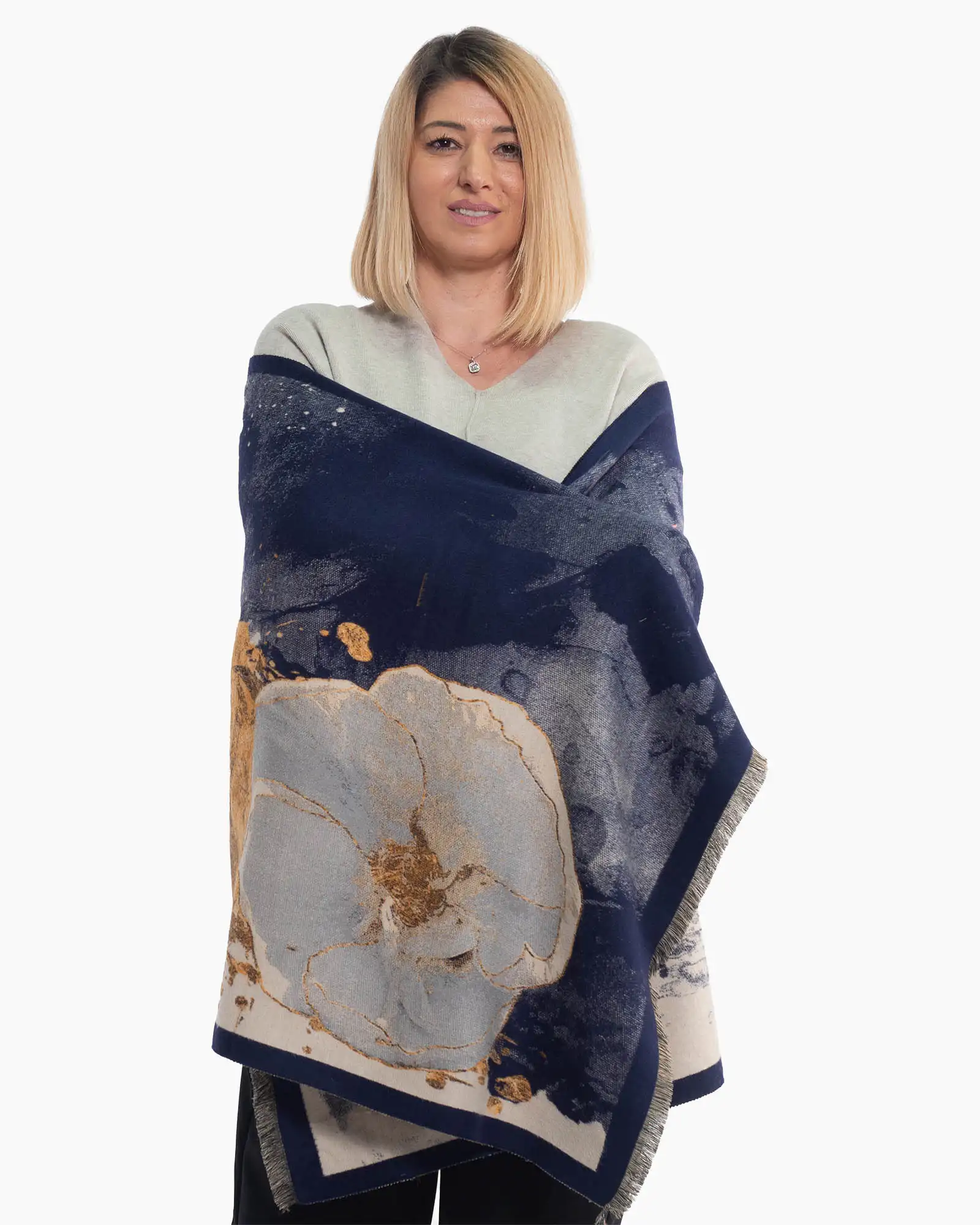 Produse noi - Eșarfă din lână cu imprimeu floral multicolor
