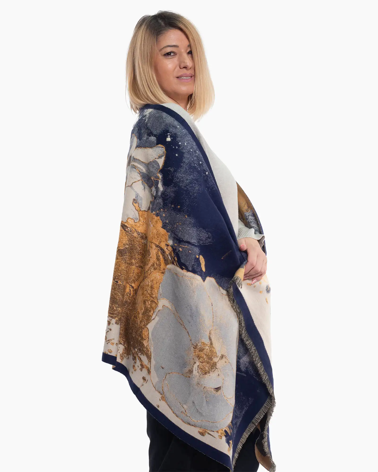 Eșarfă din lână cu imprimeu floral multicolor [2]